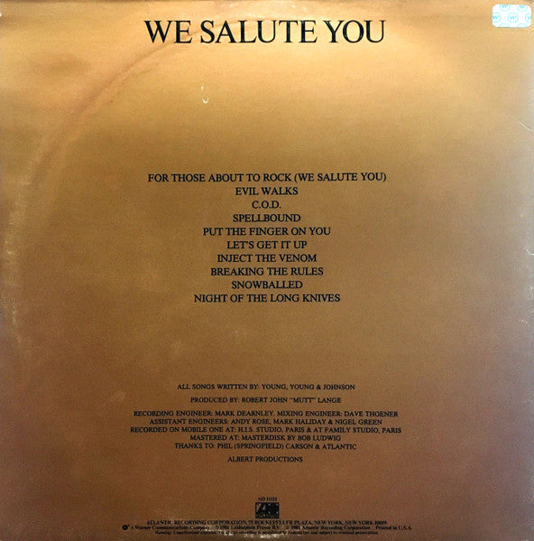 AC/DC : For Those About To Rock (We Salute You) (LP,Album,Stereo)