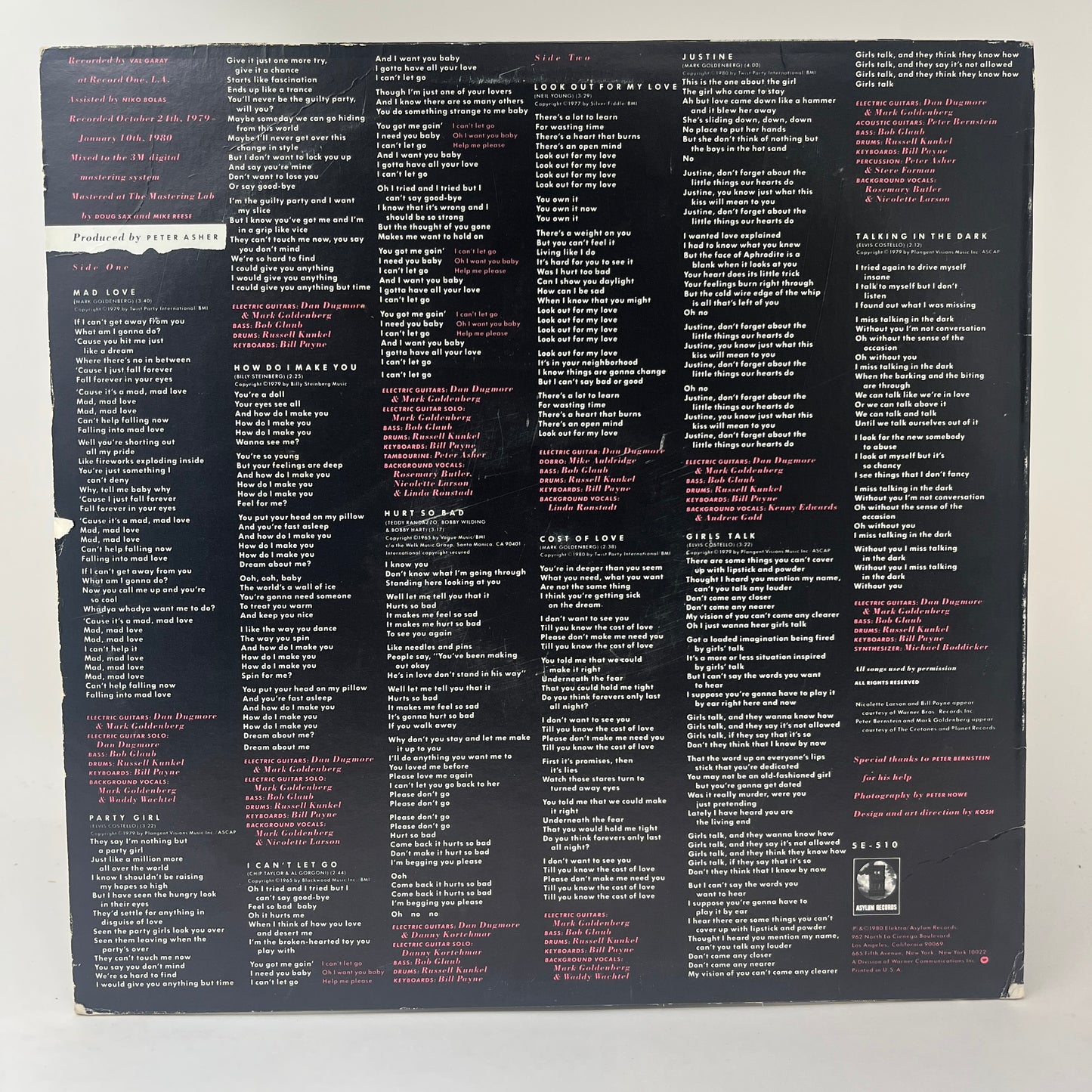 Linda Ronstadt : Mad Love (LP,Album,Stereo)