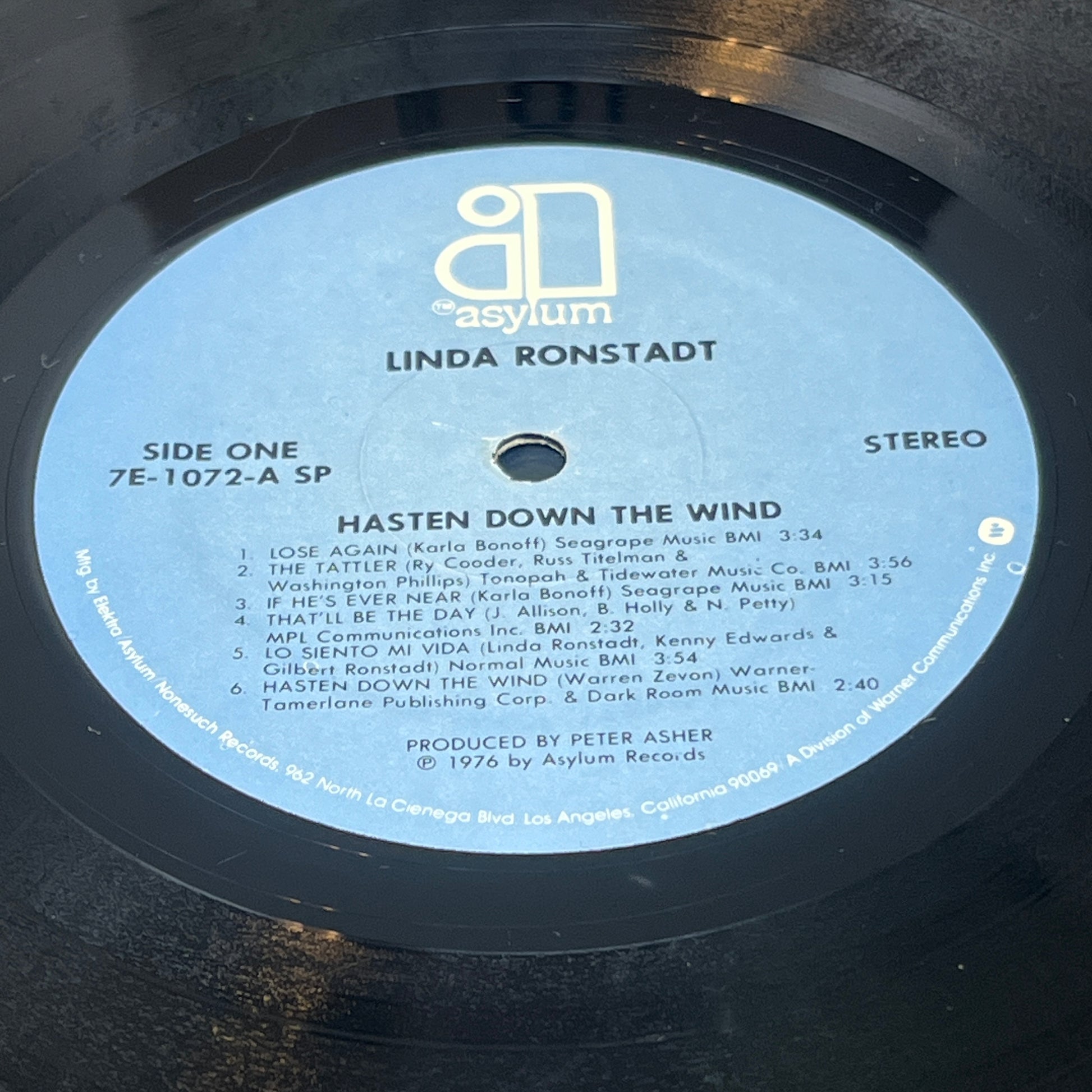 Linda Ronstadt : Hasten Down The Wind (LP,Album,Stereo)