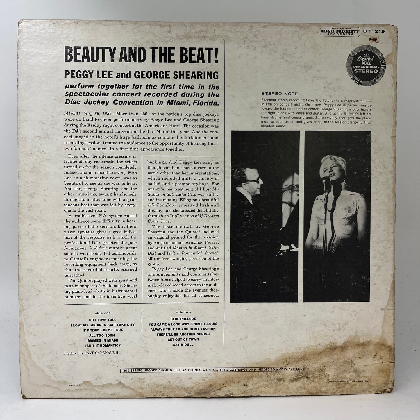Peggy Lee / George Shearing : Beauty And The Beat! (LP,Album,Stereo)