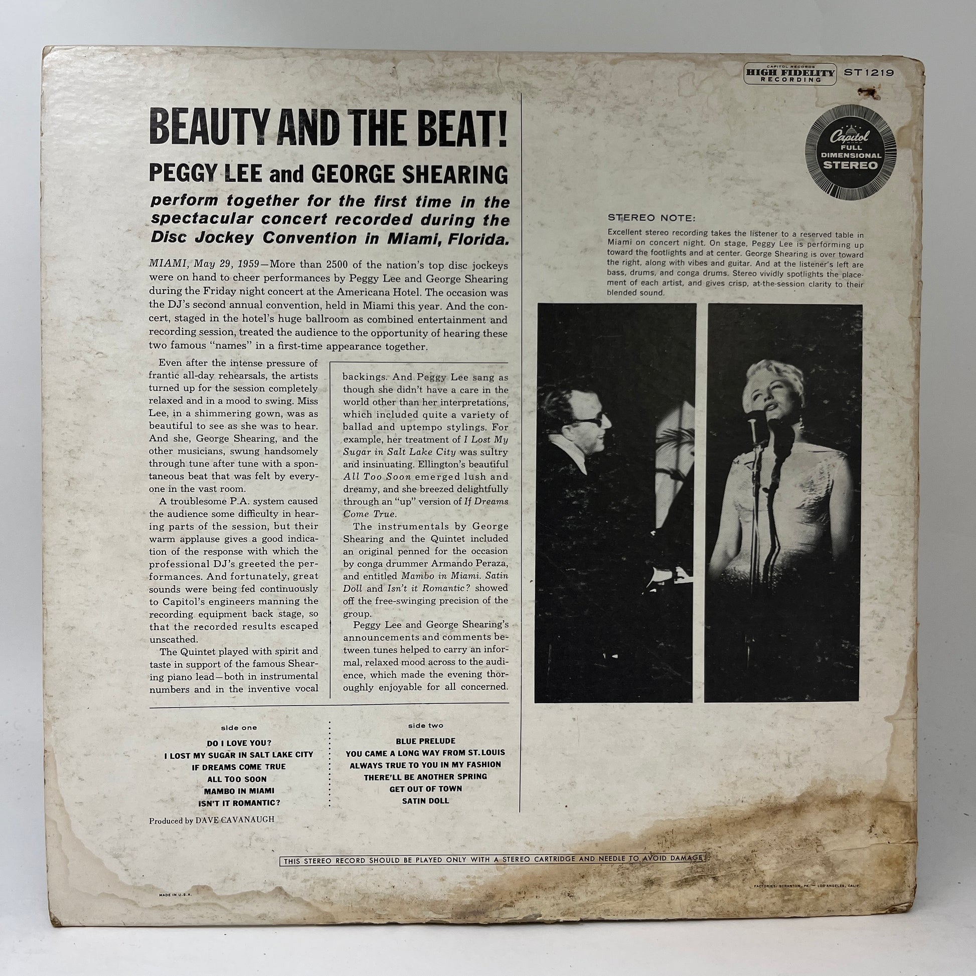 Peggy Lee / George Shearing : Beauty And The Beat! (LP,Album,Stereo)
