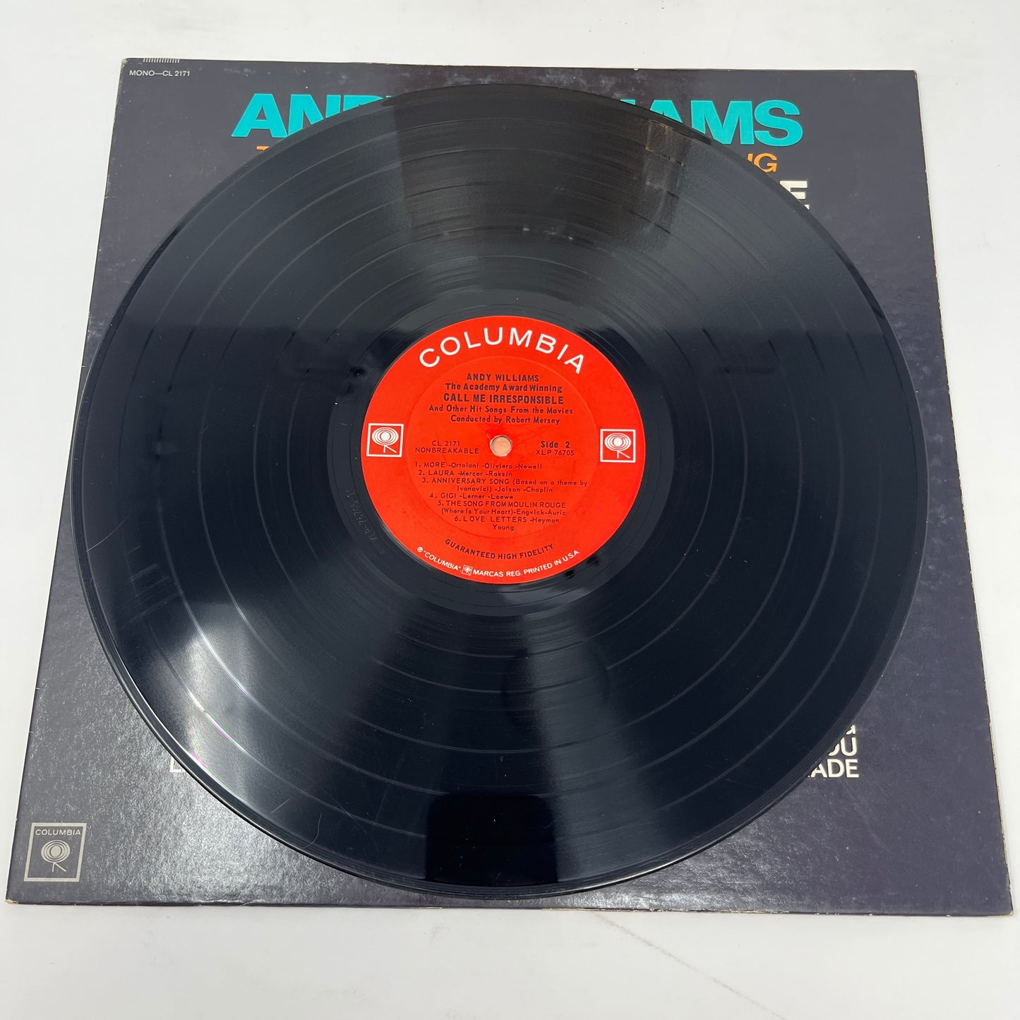 Andy Williams : Call Me Irresponsible And Other Hit Songs From The Movies (LP,Album,Mono)