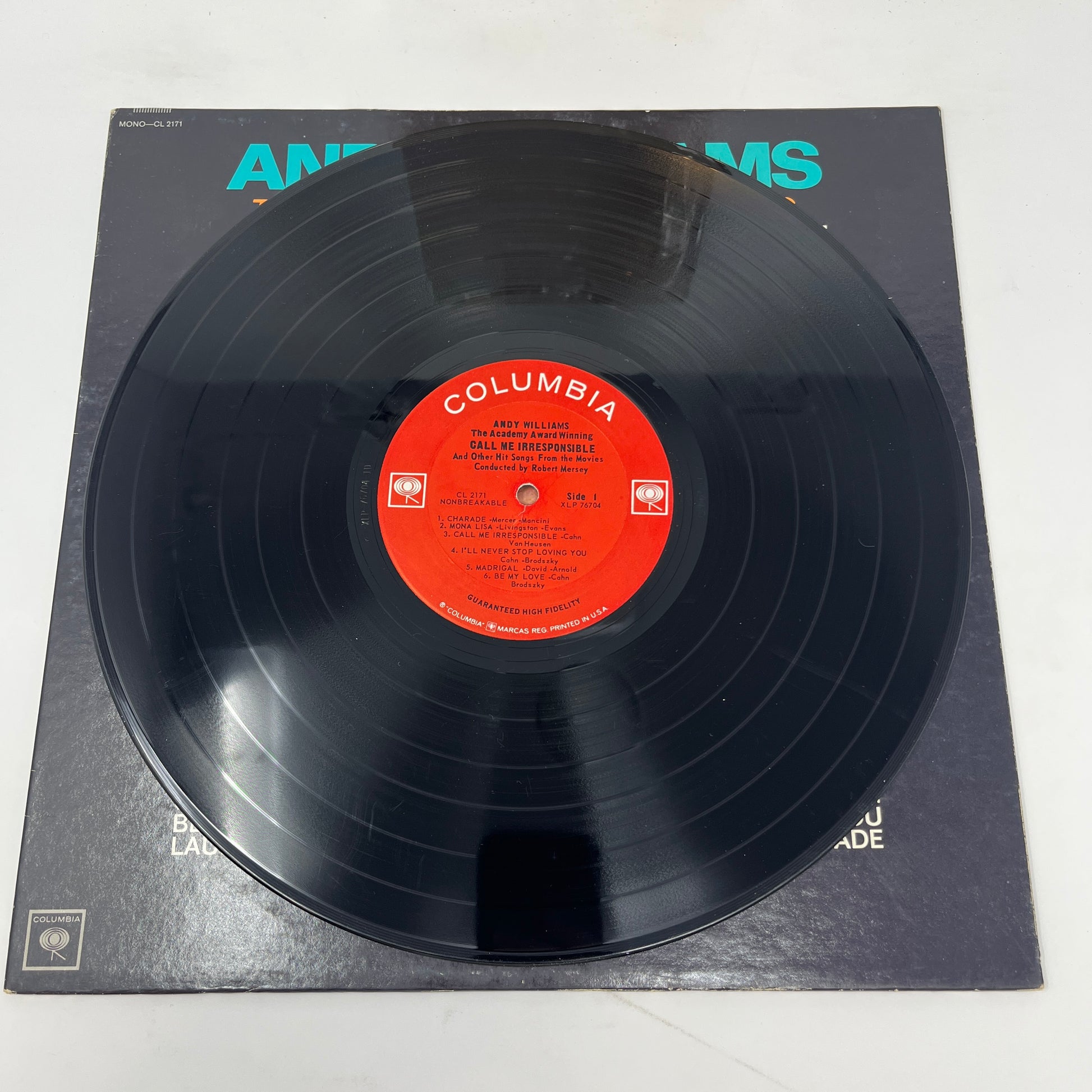 Andy Williams : Call Me Irresponsible And Other Hit Songs From The Movies (LP,Album,Mono)