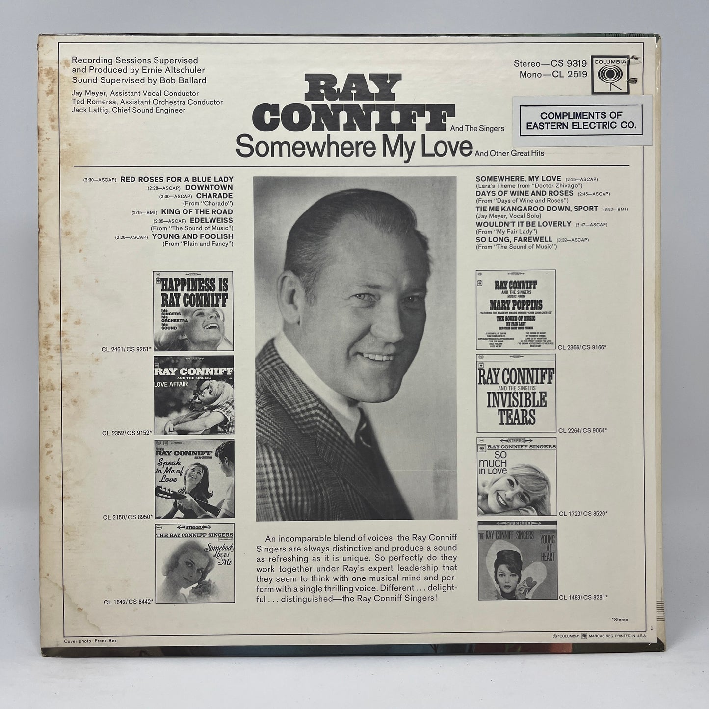 Ray Conniff And The Singers : Somewhere My Love and Other Great Hits (LP,Album,Mono)