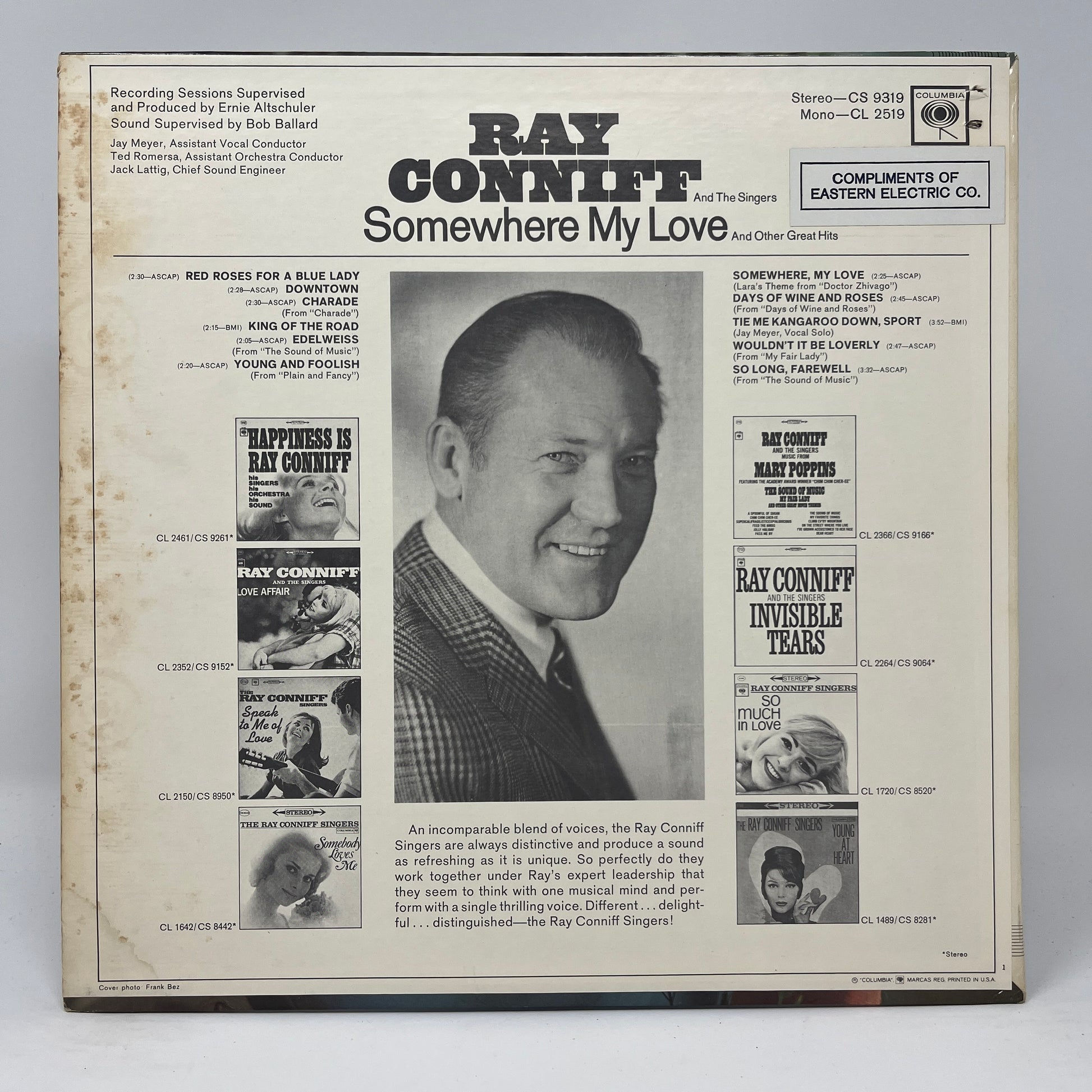 Ray Conniff And The Singers : Somewhere My Love and Other Great Hits (LP,Album,Mono)