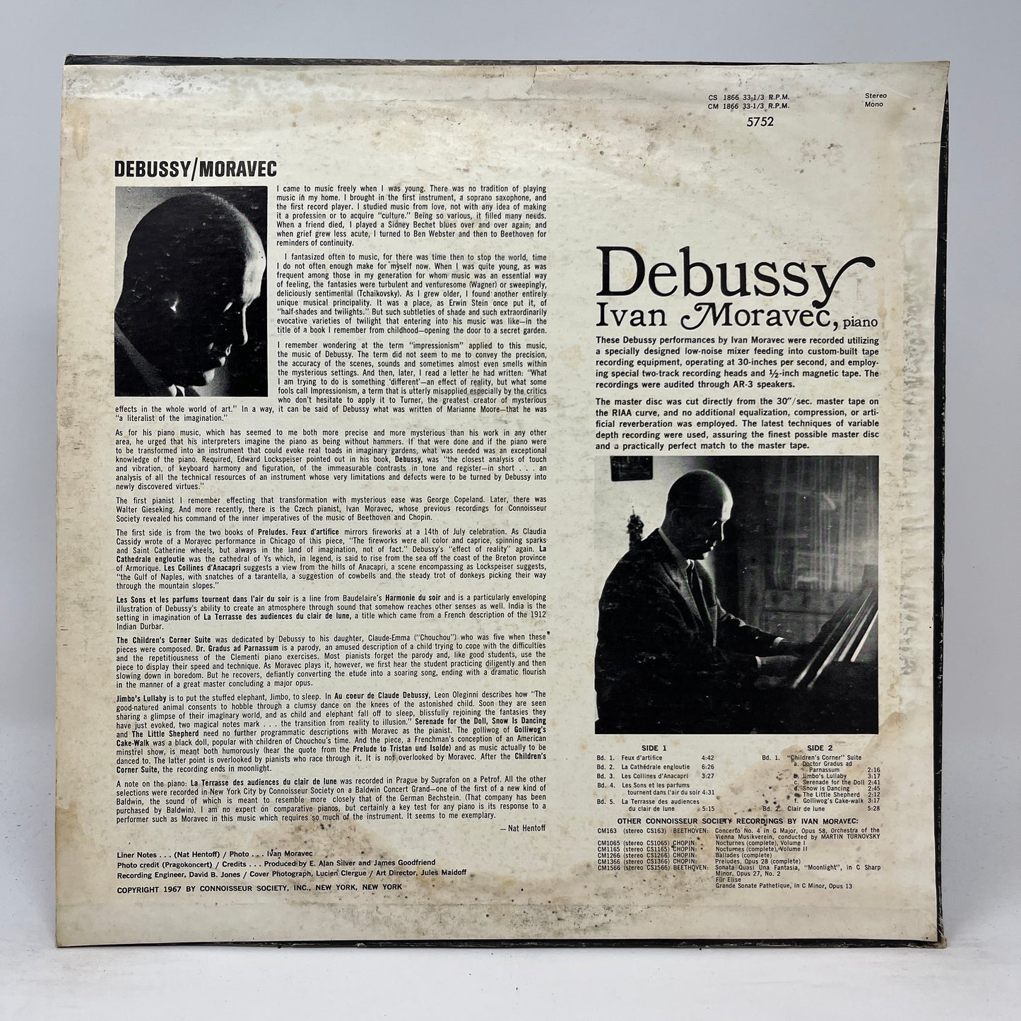 Claude Debussy - Ivan Moravec : Feux D'artifice / La Cathedrale Engloutie / Les Collines D'Anacapri / Les Sons Et Les Parfums Tournent Dans L'air Du Soir / La Terrasse Des Audiences Du Clair De Lune / "Children's Corner" Suite / Clair De Lune (LP,Album,Reissue,Stereo)