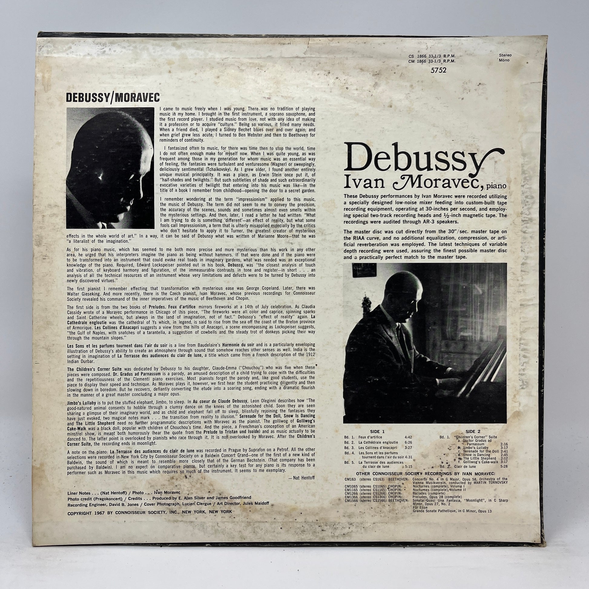 Claude Debussy - Ivan Moravec : Feux D'artifice / La Cathedrale Engloutie / Les Collines D'Anacapri / Les Sons Et Les Parfums Tournent Dans L'air Du Soir / La Terrasse Des Audiences Du Clair De Lune / "Children's Corner" Suite / Clair De Lune (LP,Album,Reissue,Stereo)