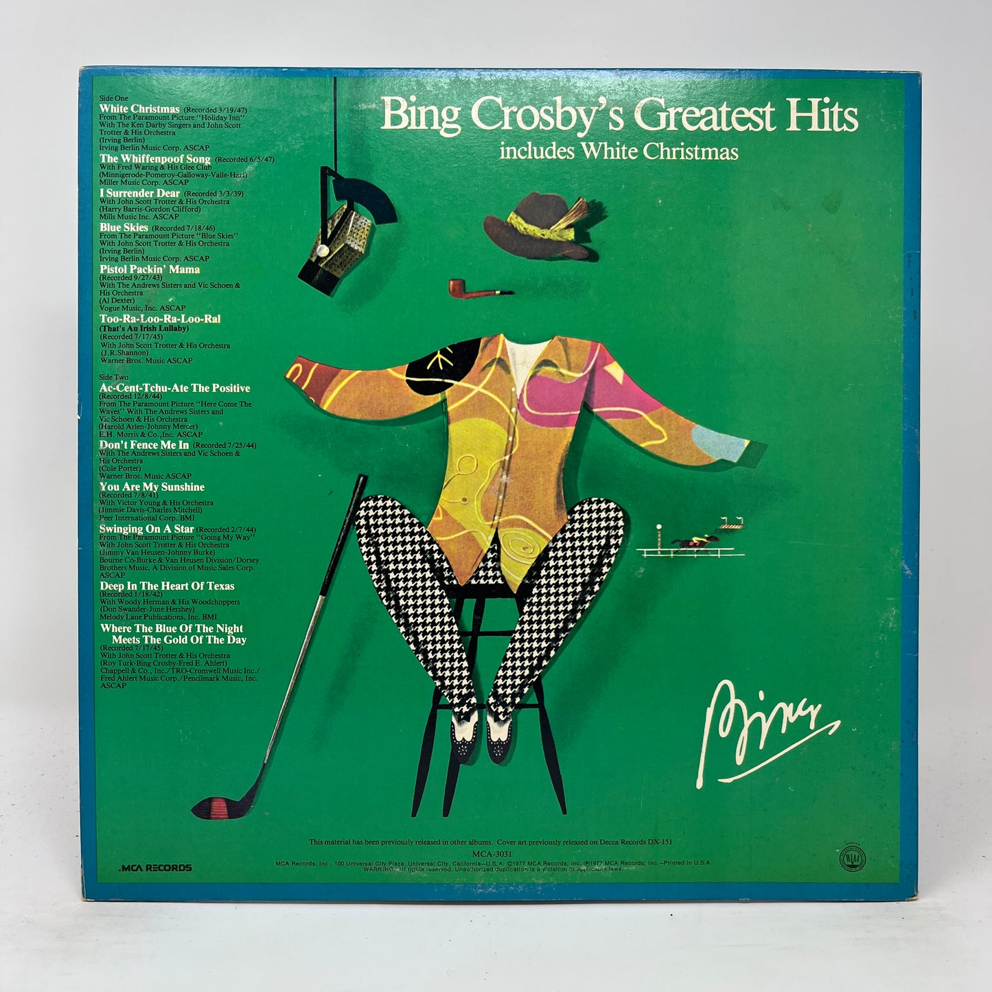 Bing Crosby : Bing Crosby's Greatest Hits (Includes White Christmas) (LP,Compilation)