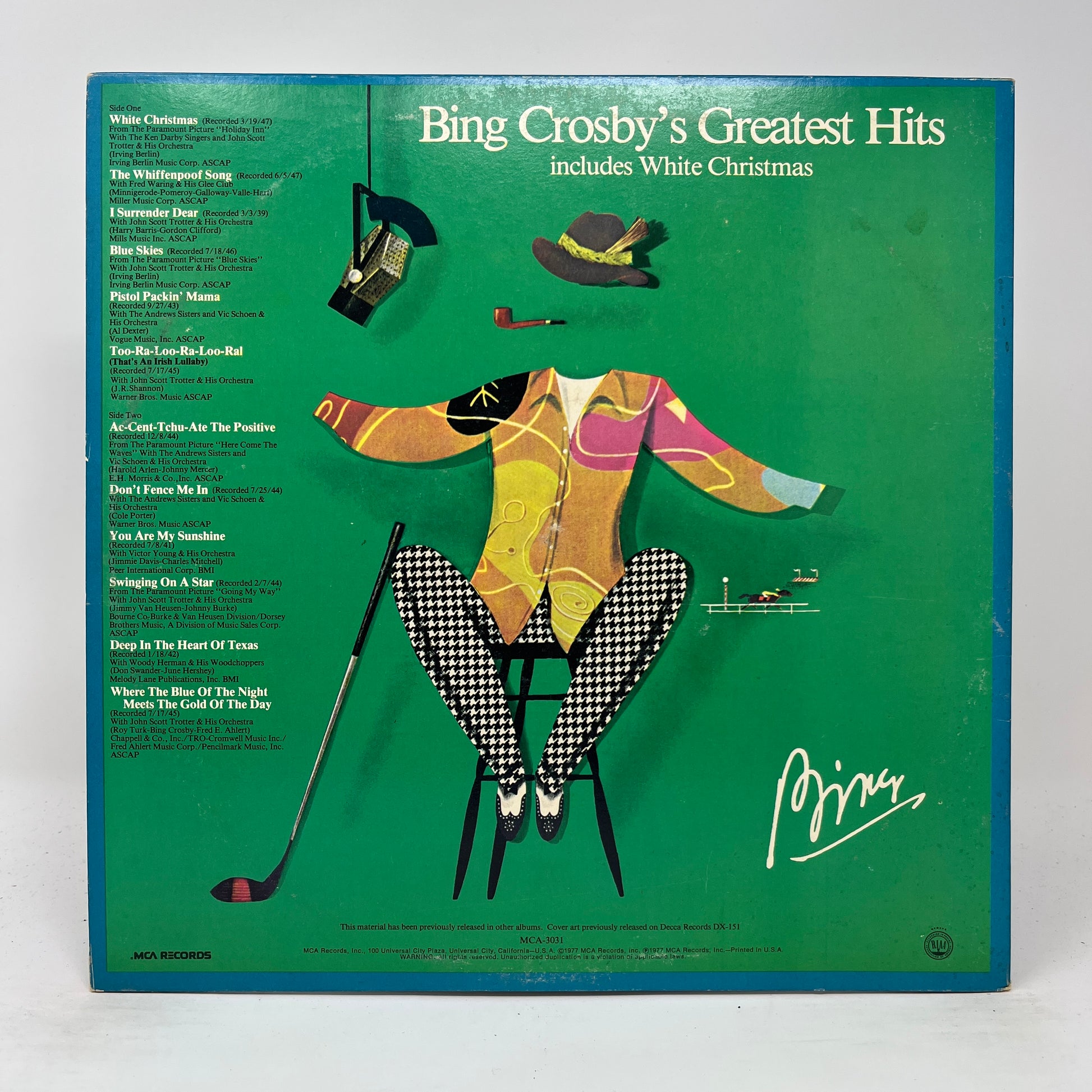 Bing Crosby : Bing Crosby's Greatest Hits (Includes White Christmas) (LP,Compilation)