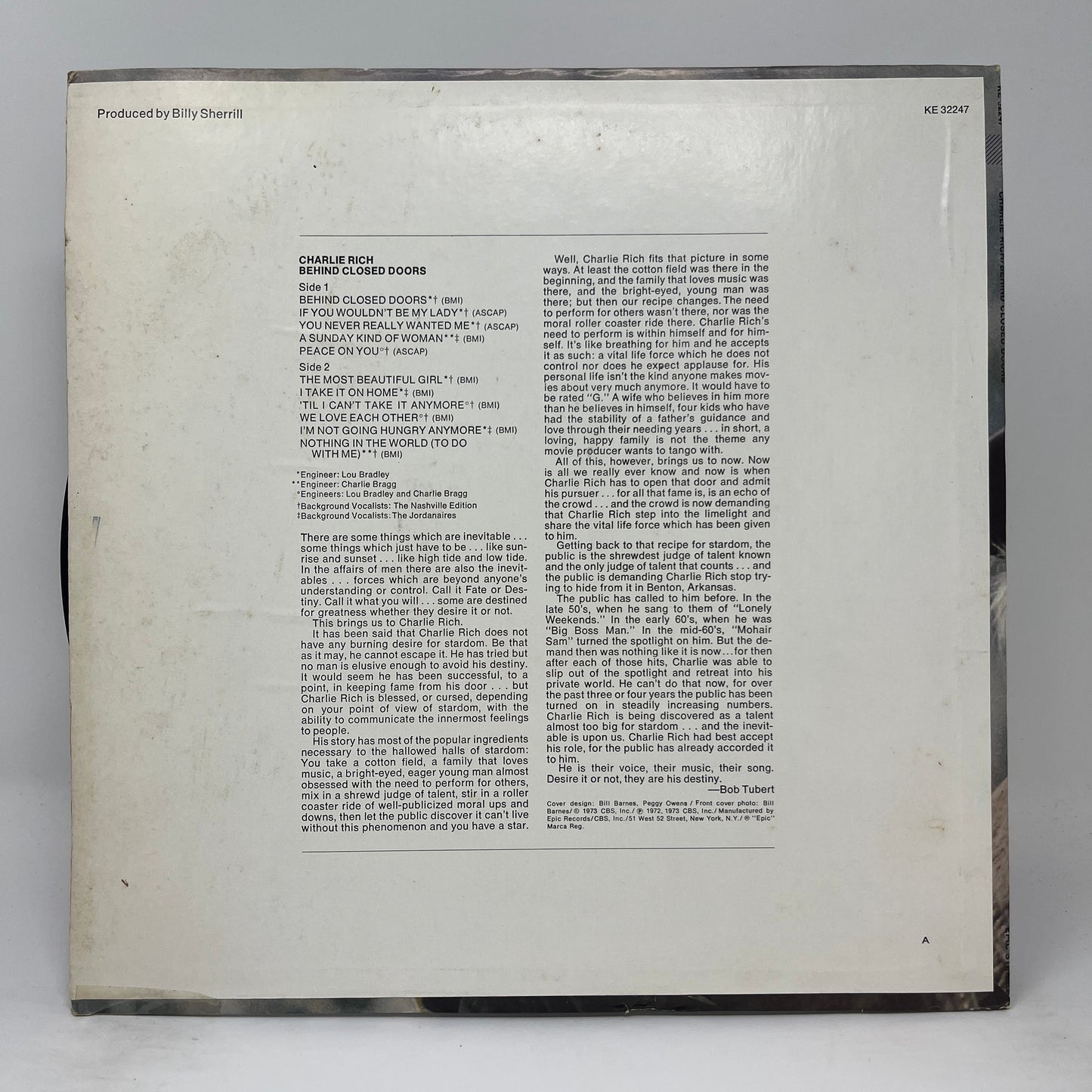 Charlie Rich : Behind Closed Doors (LP,Album)