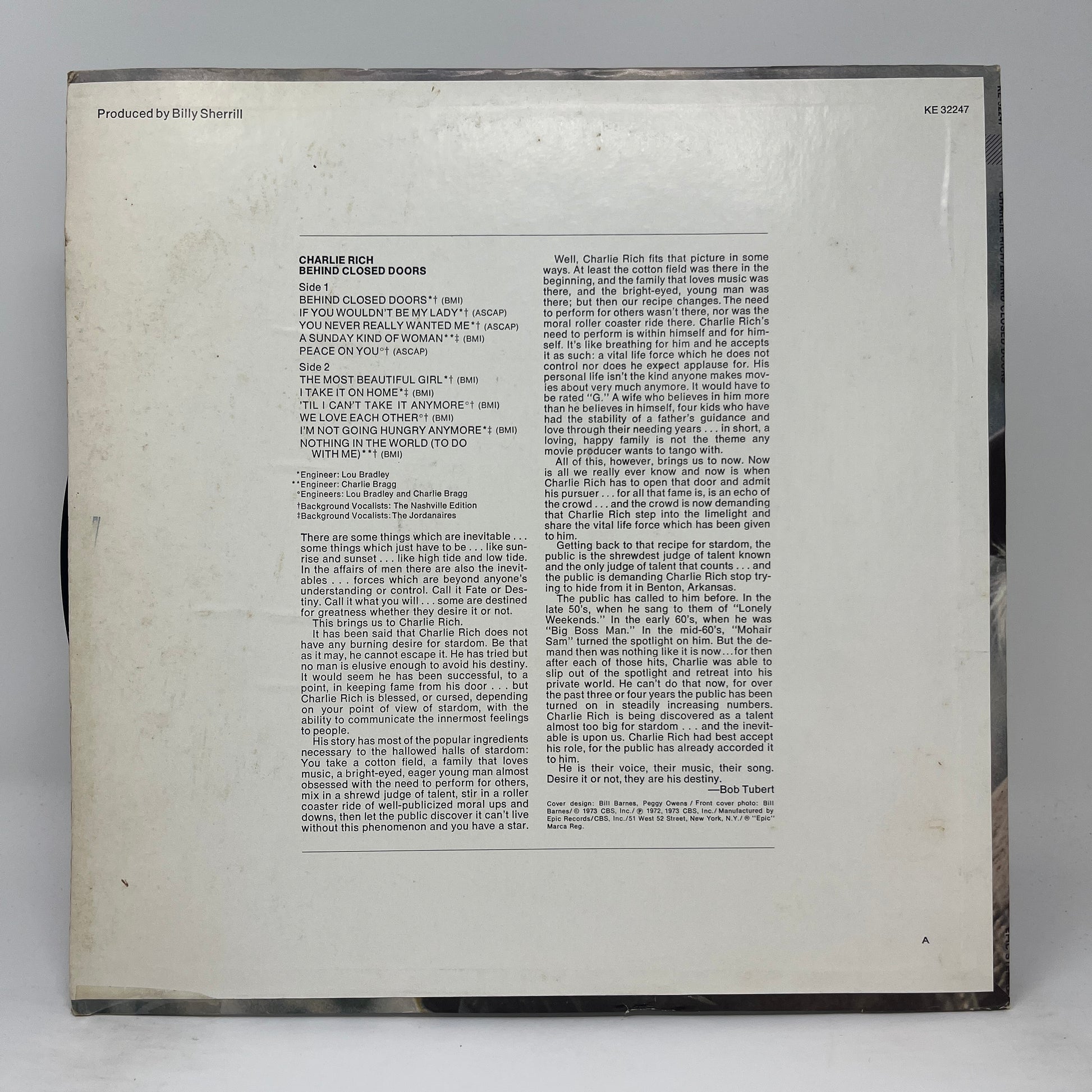 Charlie Rich : Behind Closed Doors (LP,Album)