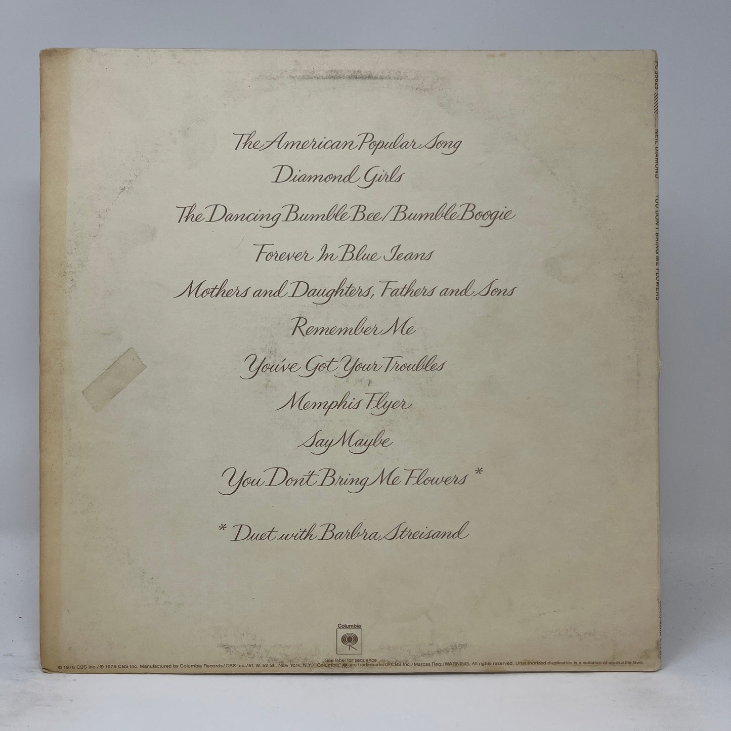 Neil Diamond : You Don't Bring Me Flowers (LP,Album)