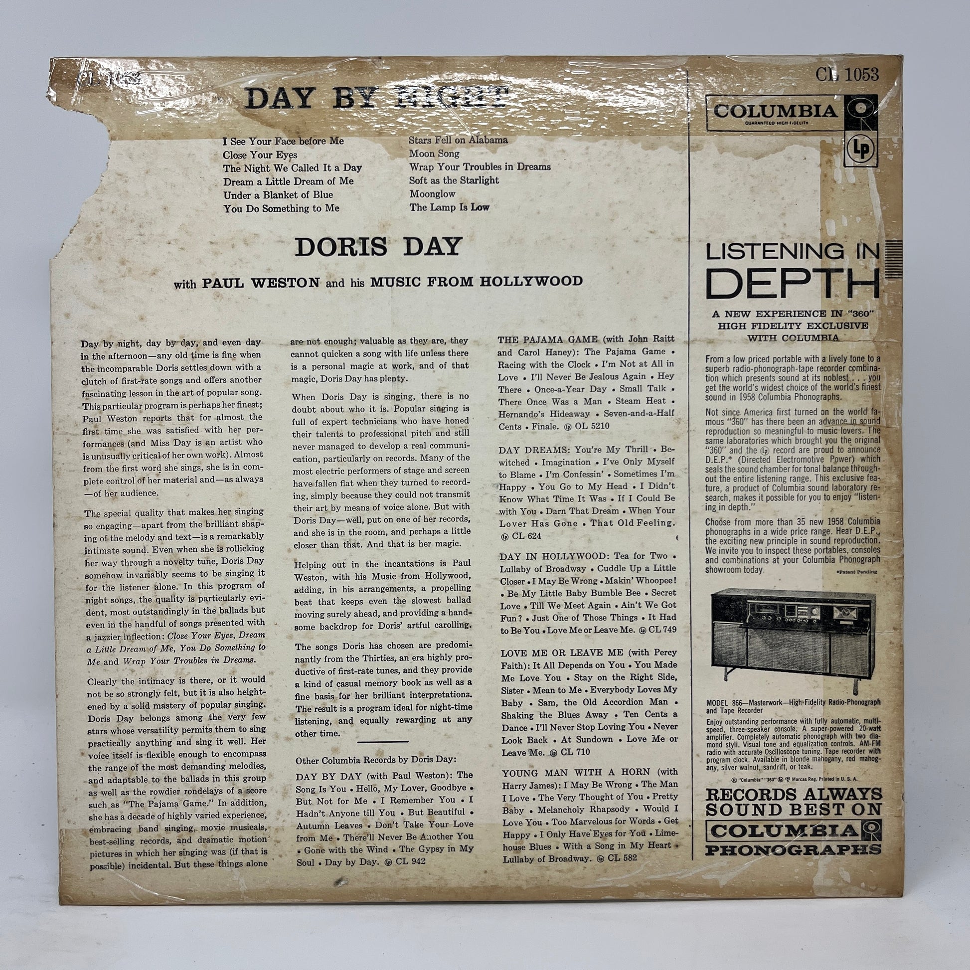 Doris Day With Paul Weston And His Music From Hollywood : Day By Night (LP,Album,Mono)