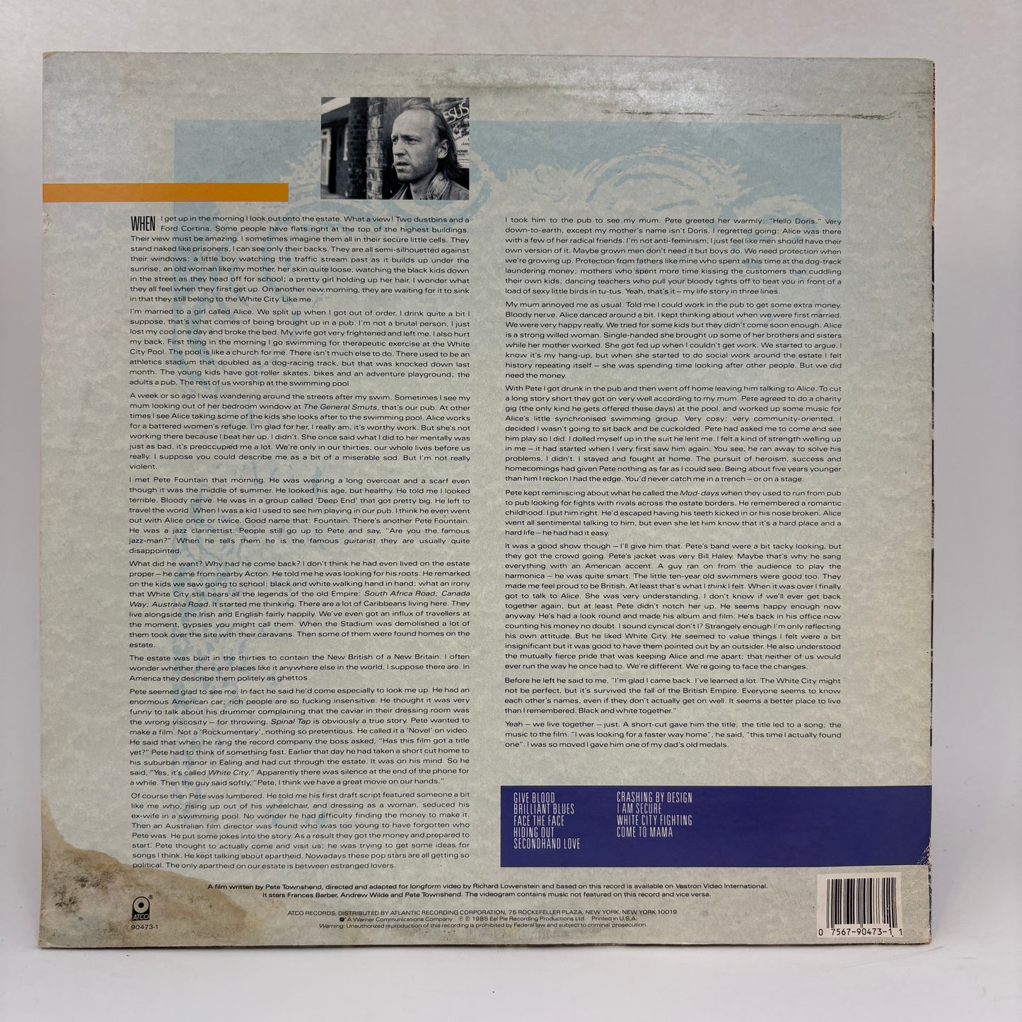 Pete Townshend : White City (A Novel) (LP,Album,Stereo)
