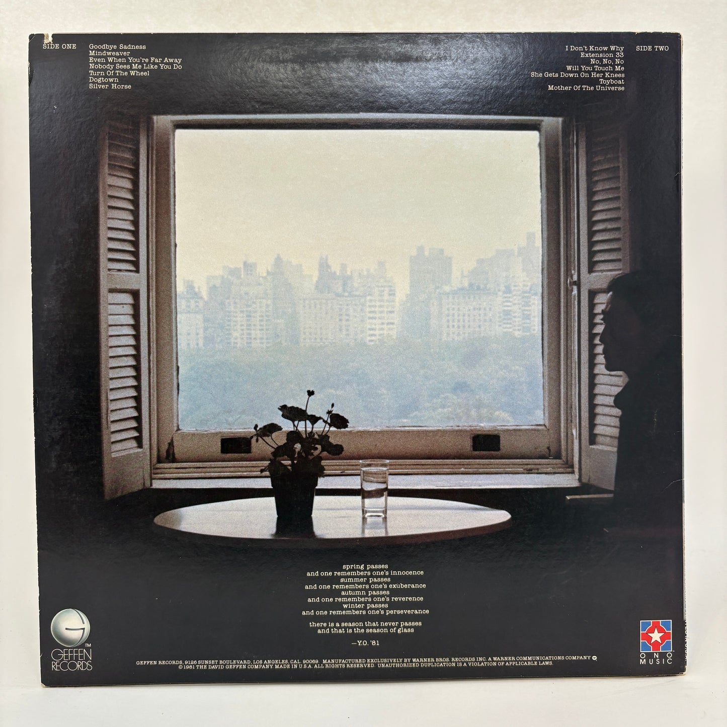 Yoko Ono : Season Of Glass (LP,Album)