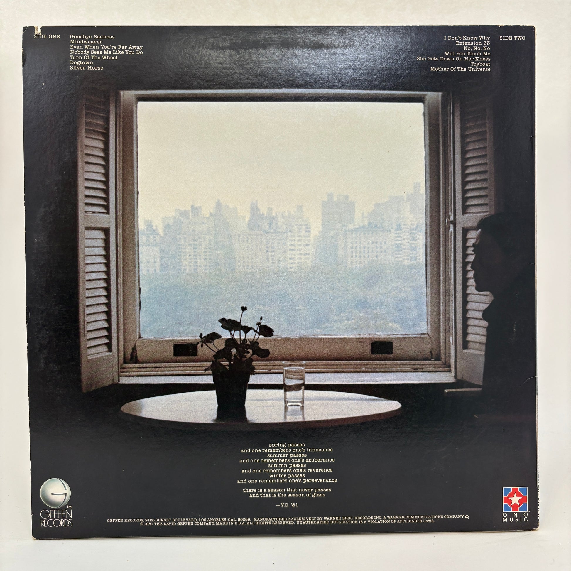 Yoko Ono : Season Of Glass (LP,Album)