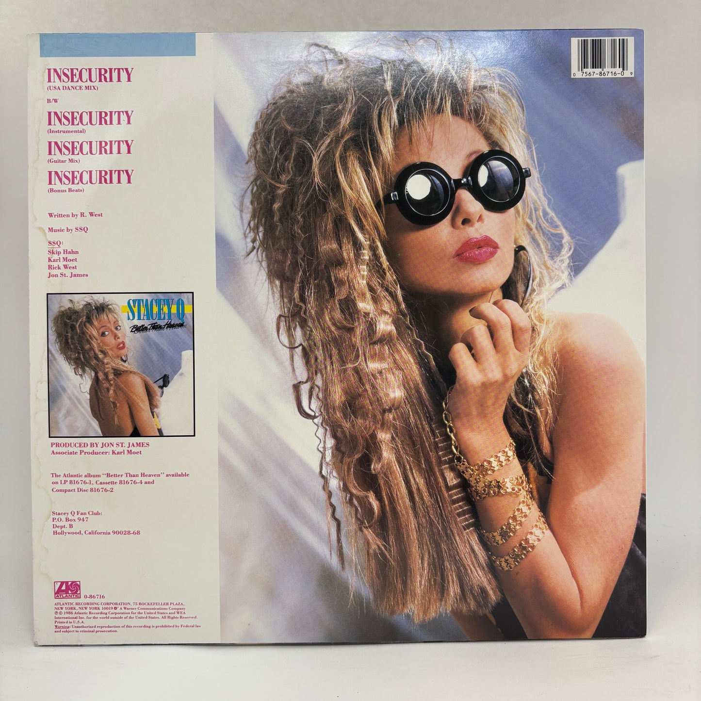 Stacey Q : Insecurity (12",33 ⅓ RPM)