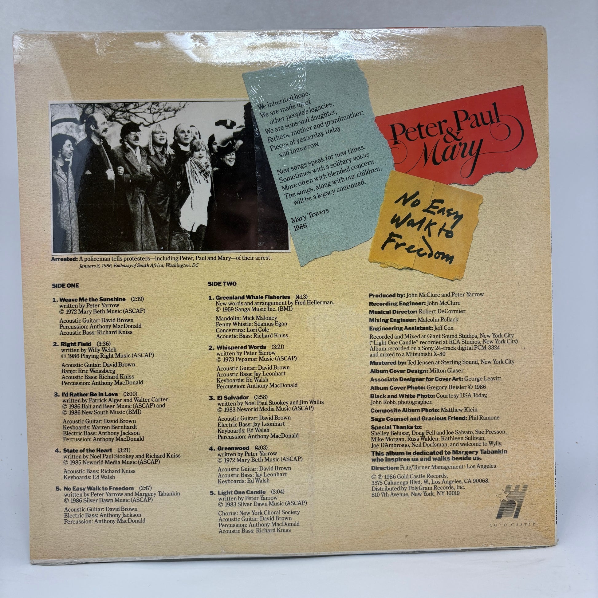 Peter, Paul & Mary : No Easy Walk To Freedom (LP,Album)