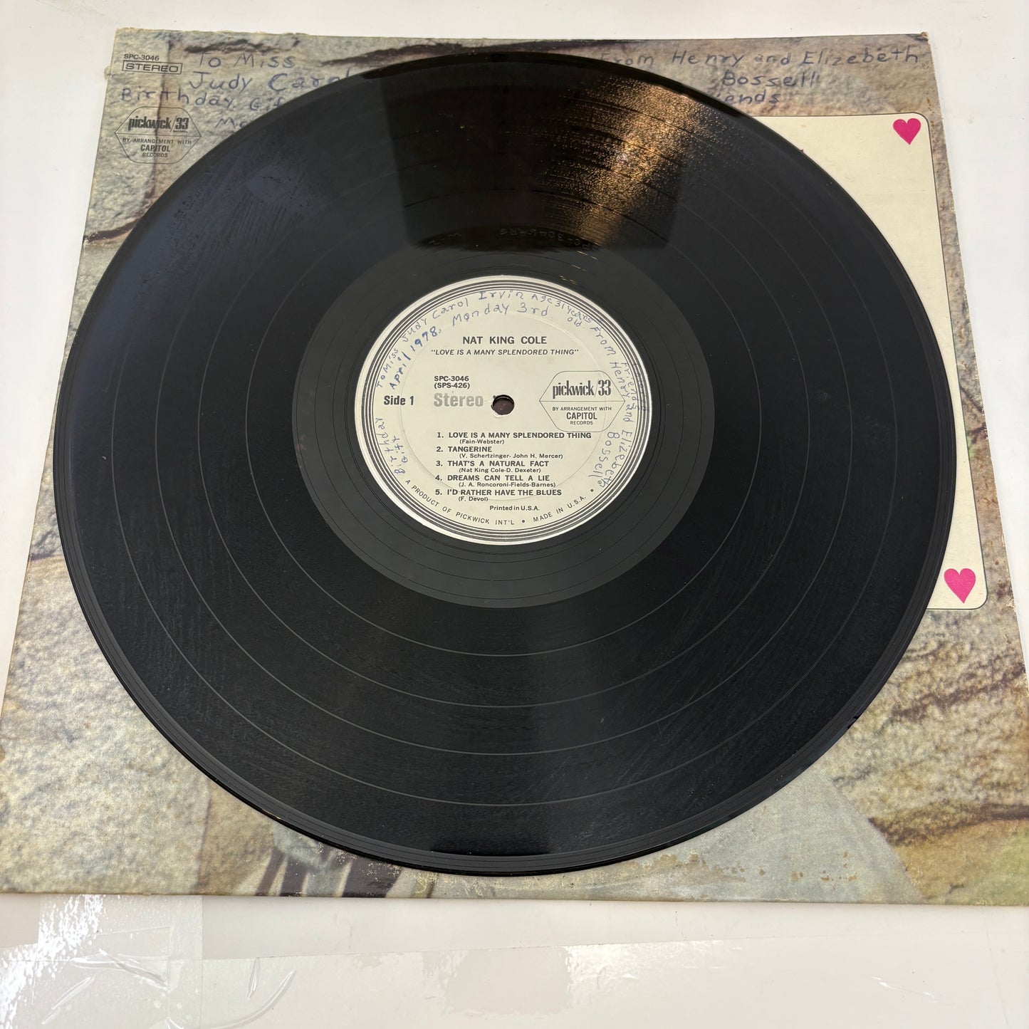 Nat King Cole : Love Is A Many Splendored Thing (LP,Compilation,Stereo)