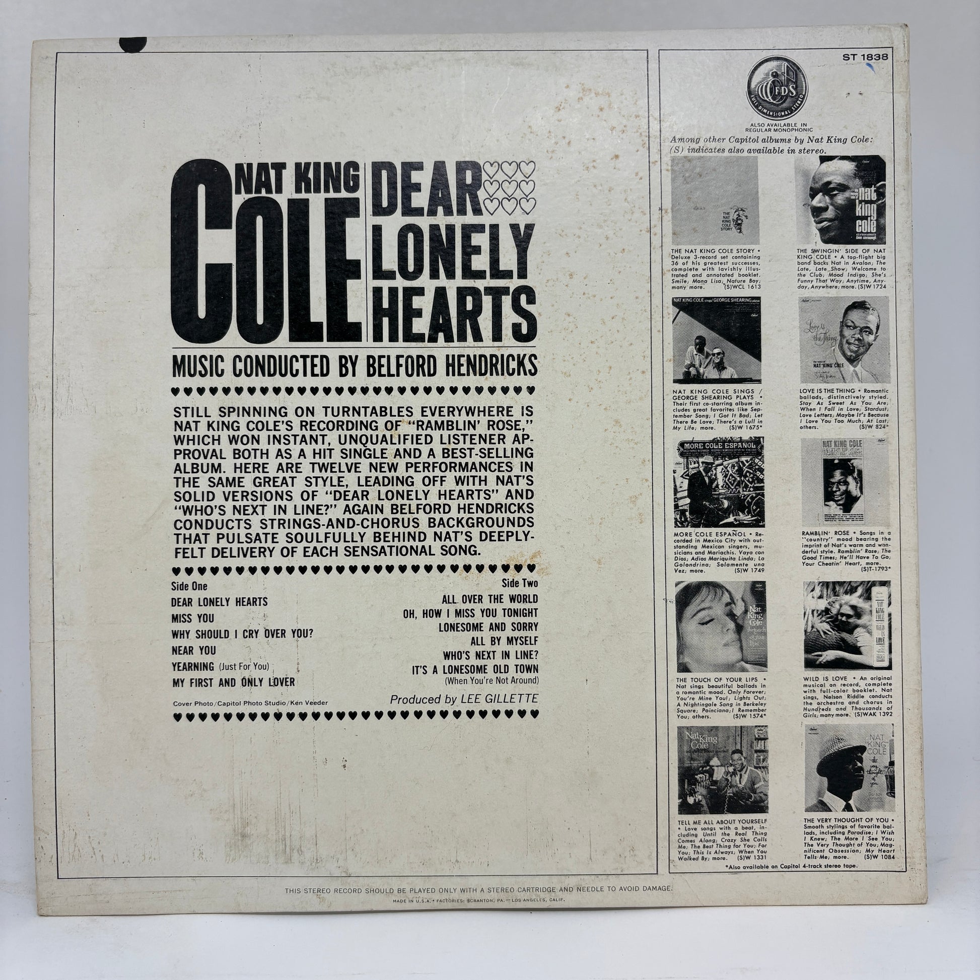 Nat King Cole : Dear Lonely Hearts (LP,Stereo)