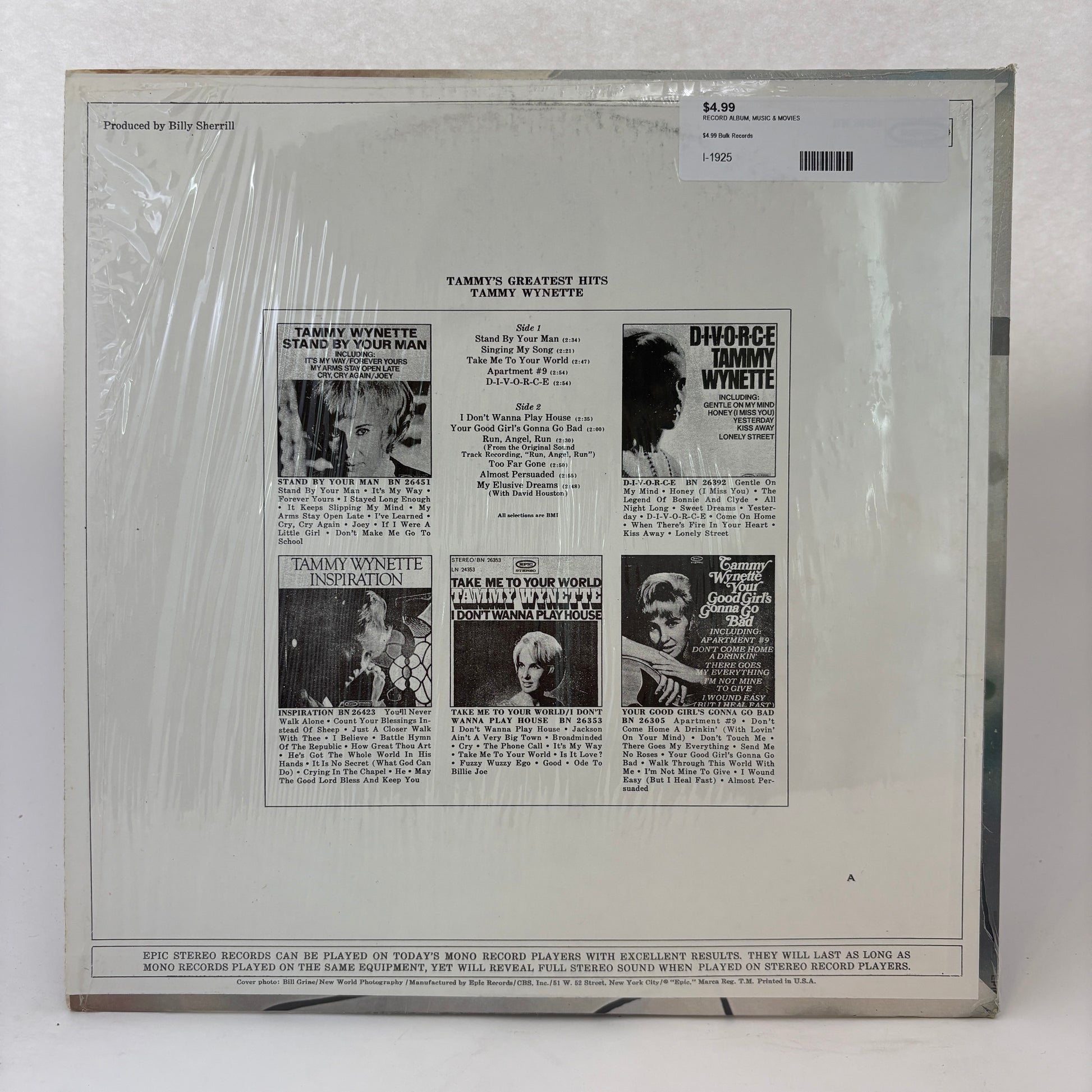 Tammy Wynette : Tammy's Greatest Hits (LP,Compilation,Reissue)