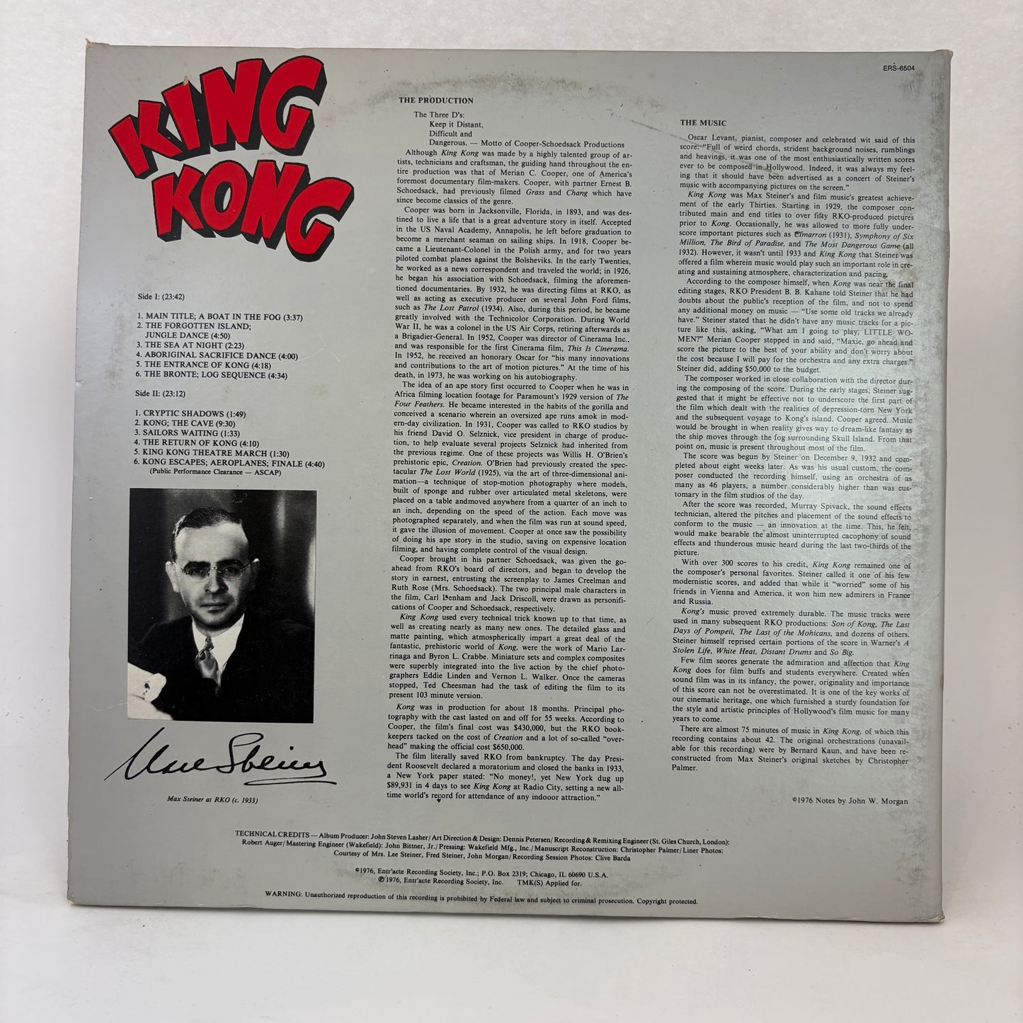 National Philharmonic Orchestra, Fred Steiner, Max Steiner : King Kong: The Original Motion Picture Score 1933 (LP,Stereo)