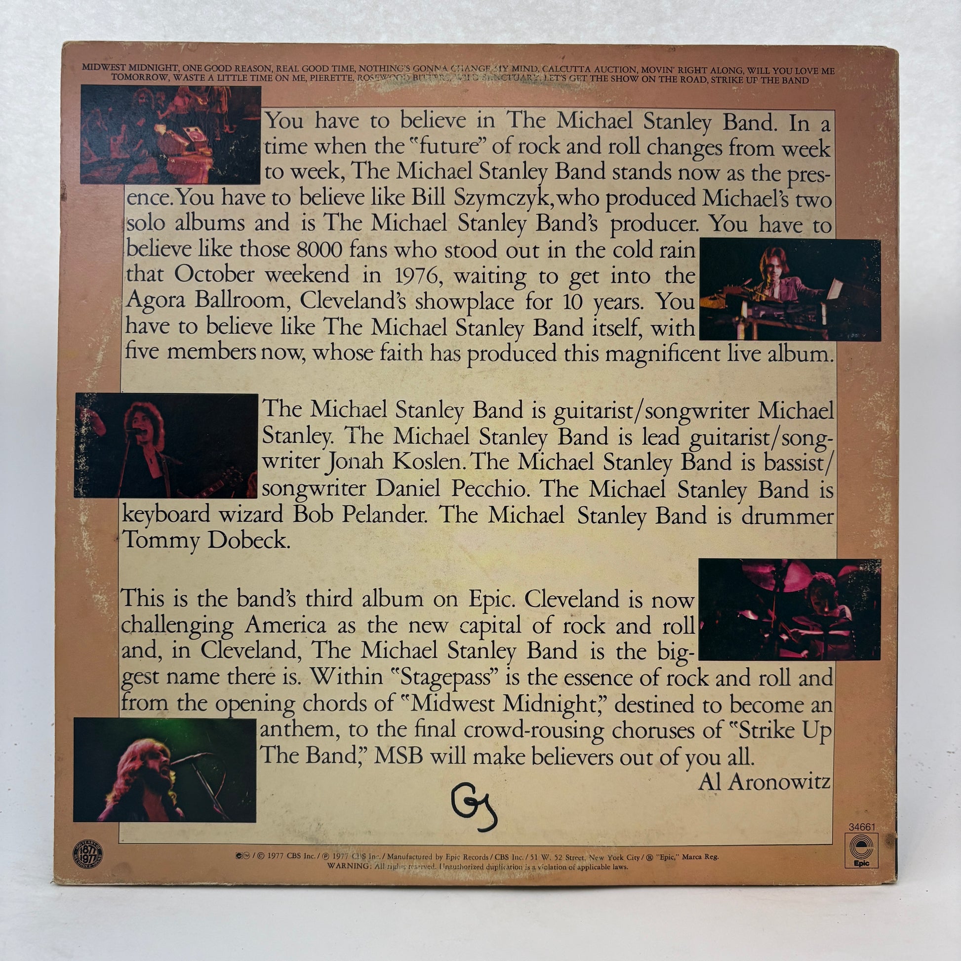 Michael Stanley Band : Stage Pass (LP,Album)