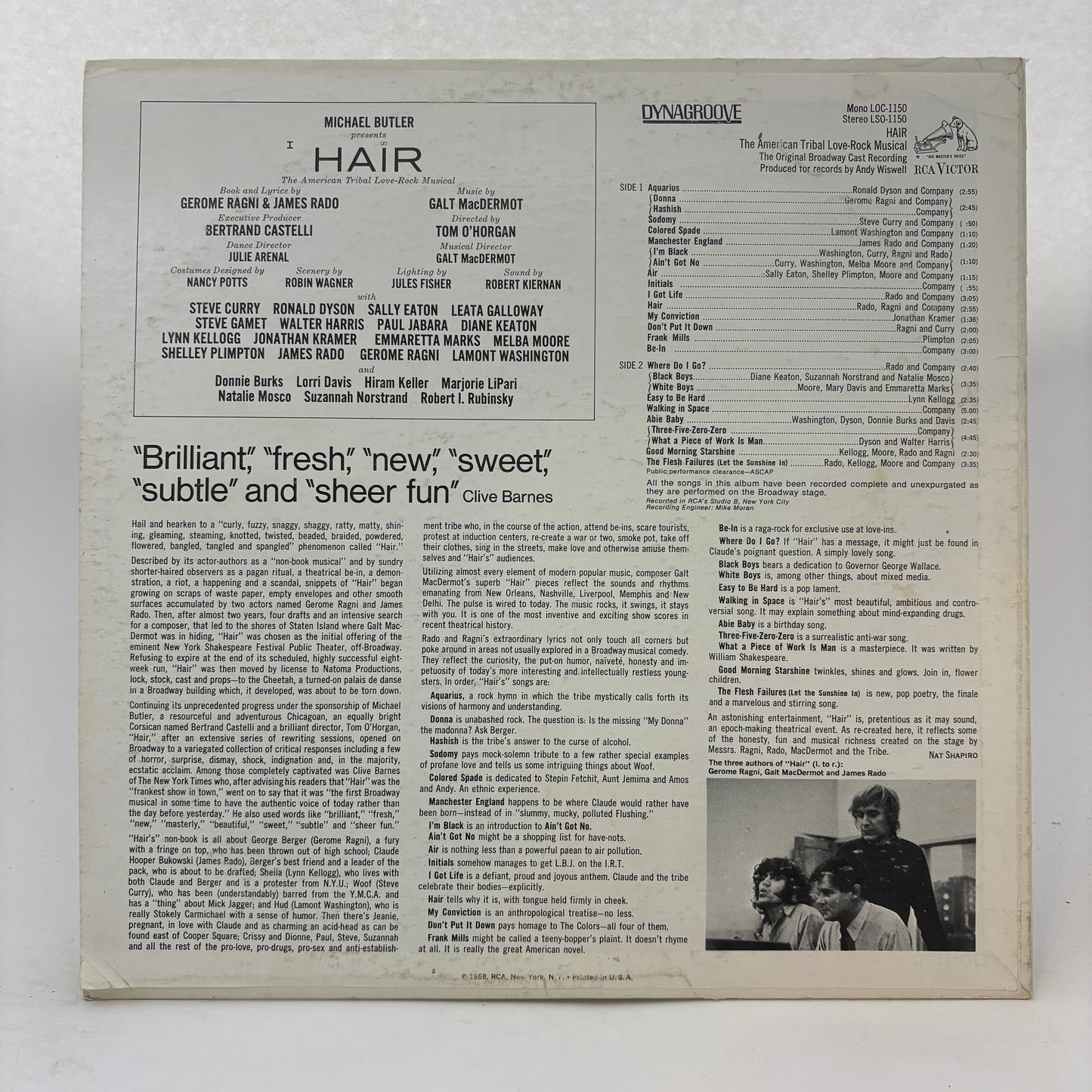 Various : Hair - The American Tribal Love-Rock Musical (The Original Broadway Cast Recording) (LP,Album,Repress,Stereo)