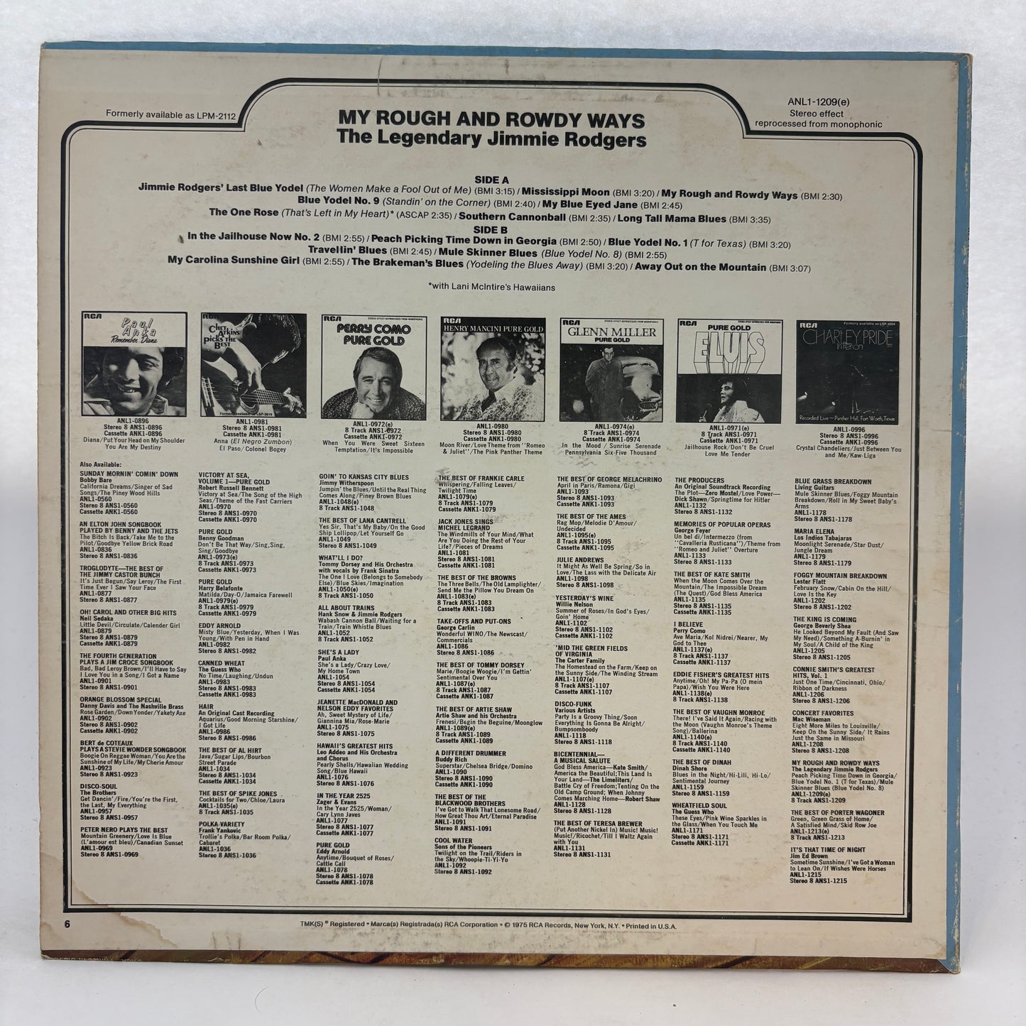 Jimmie Rodgers : My Rough And Rowdy Ways--The Legendary Jimmie Rodgers (LP)