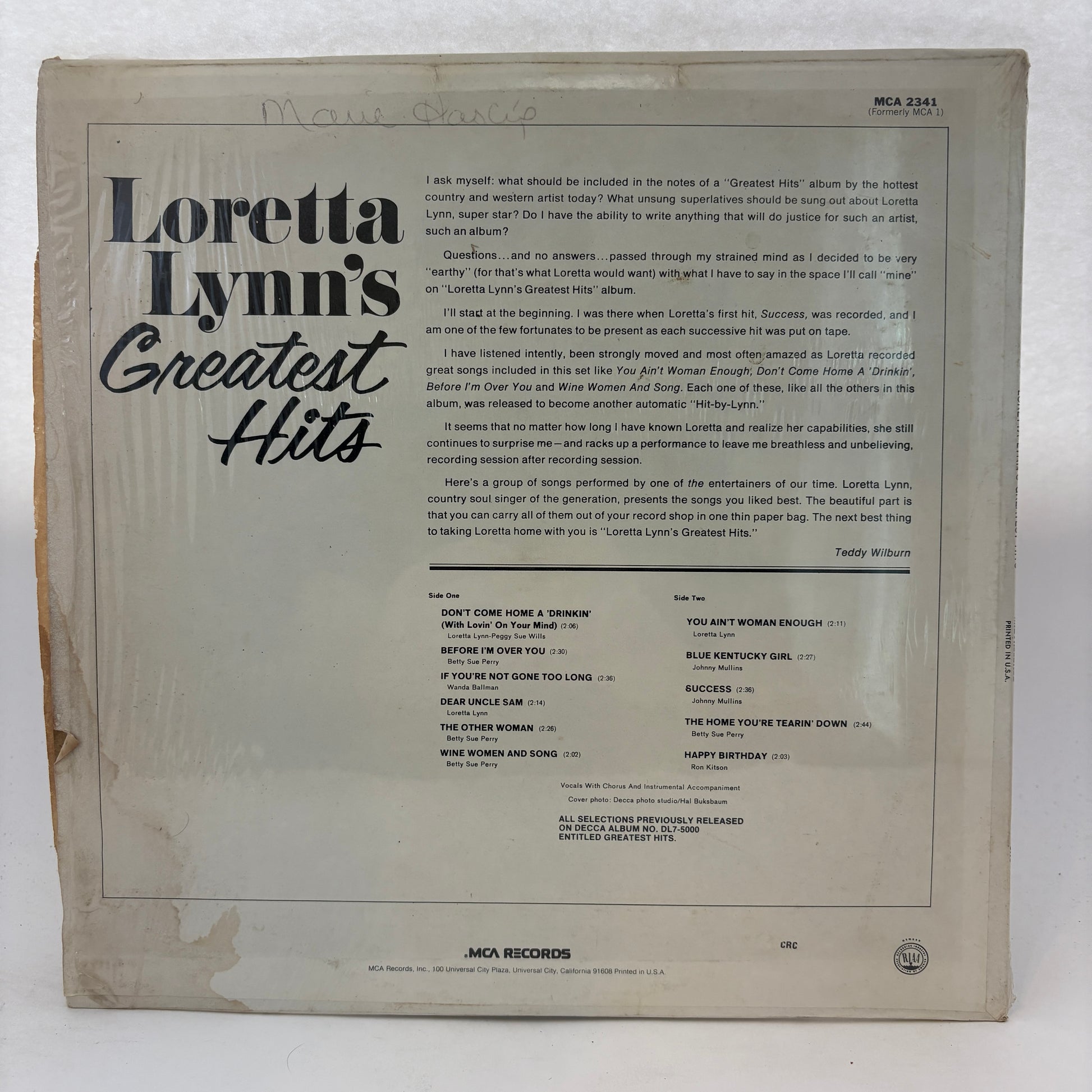 Loretta Lynn : Loretta Lynn's Greatest Hits (LP,Compilation,Club Edition,Reissue)