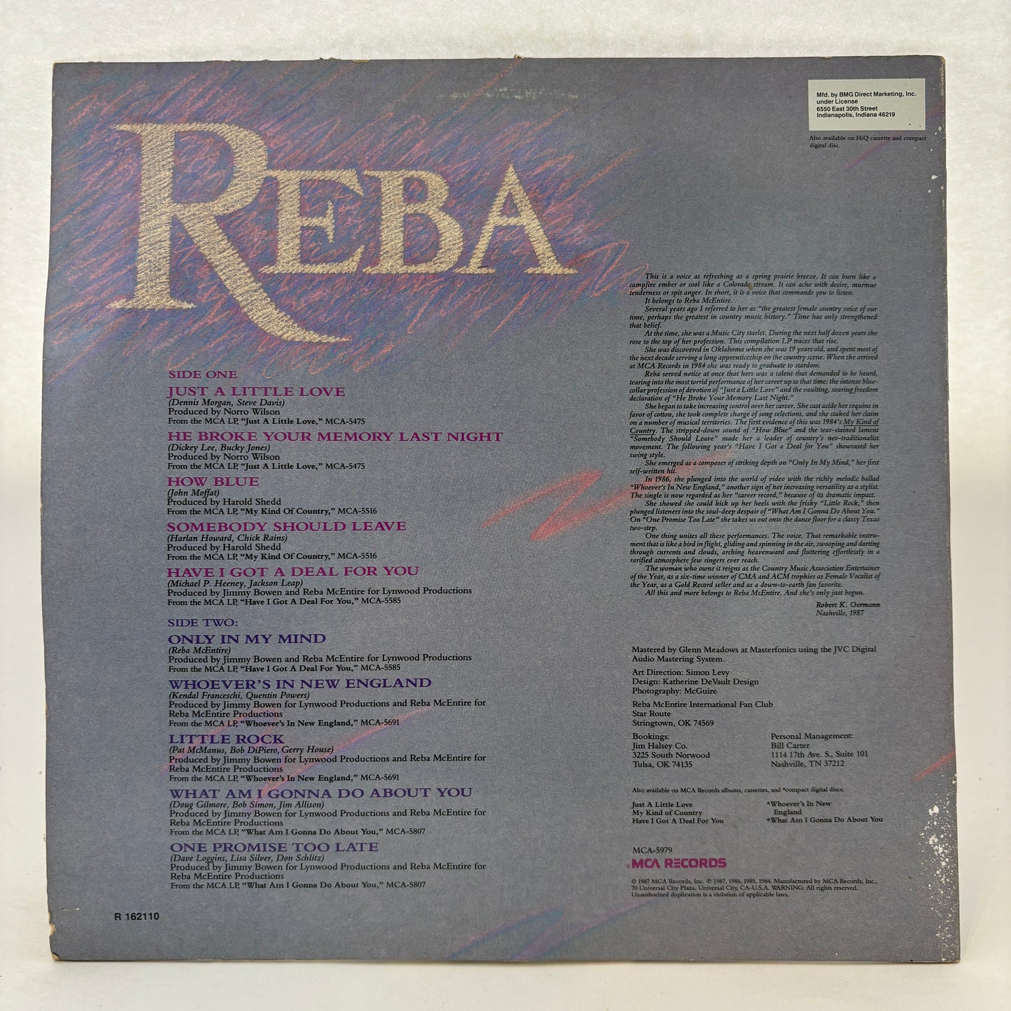 Reba McEntire : Greatest Hits (LP,Compilation,Club Edition)