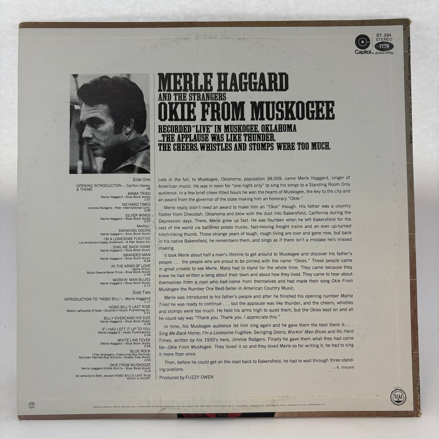 Merle Haggard And The Strangers (5) : Okie From Muskogee (Recorded "Live" In Muskogee, Oklahoma) (LP,Album,Stereo)
