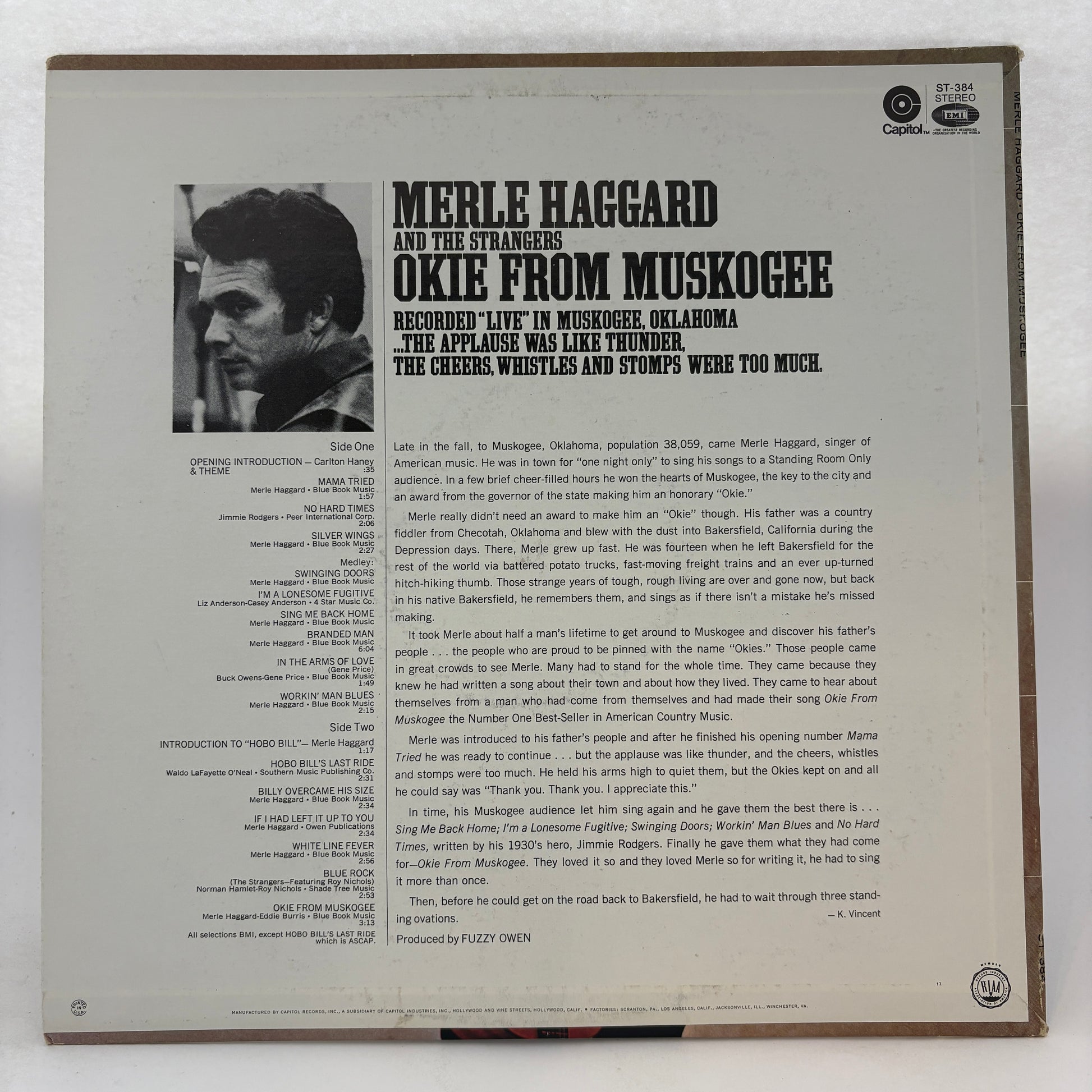 Merle Haggard And The Strangers (5) : Okie From Muskogee (Recorded "Live" In Muskogee, Oklahoma) (LP,Album,Stereo)