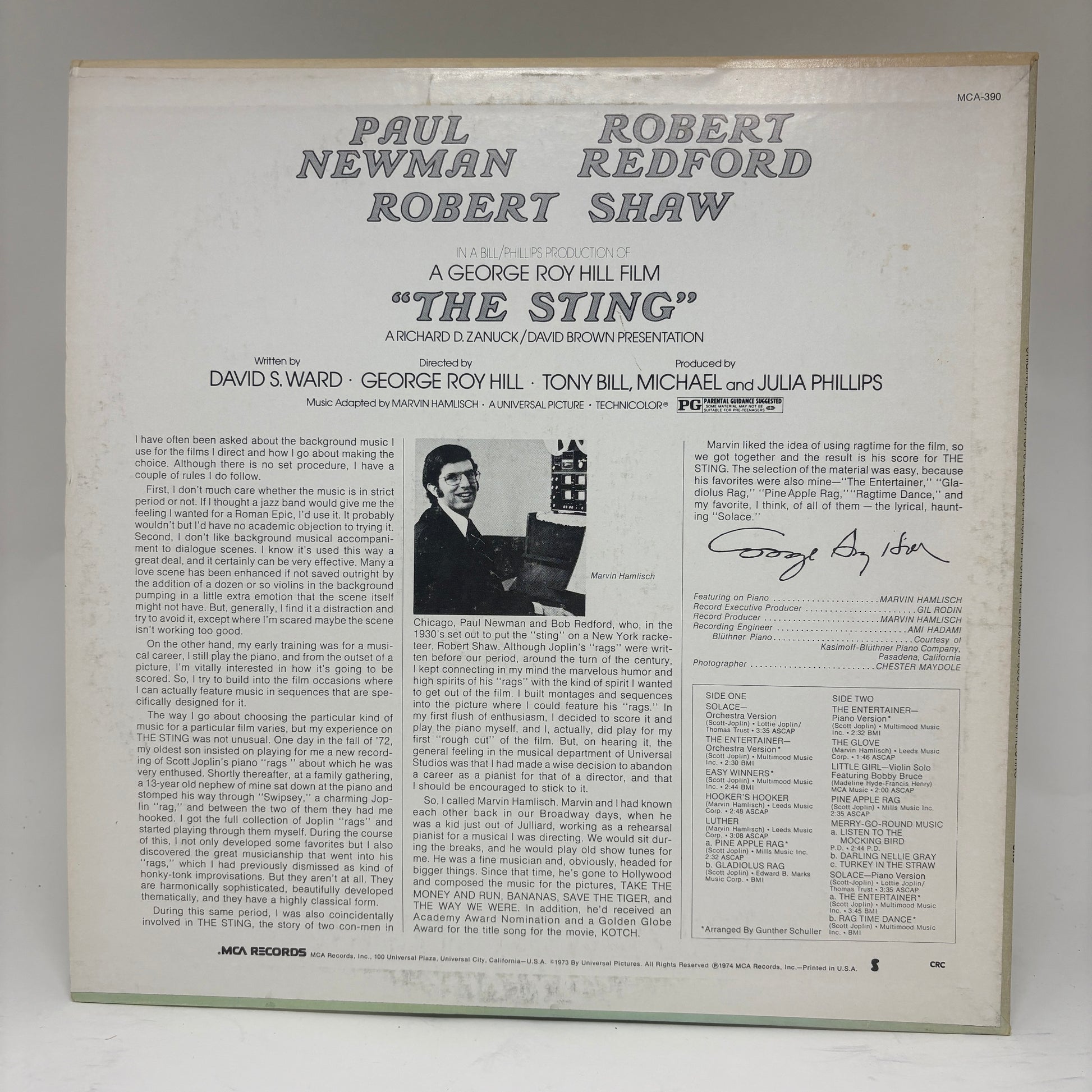 Marvin Hamlisch : The Sting (Original Motion Picture Soundtrack) (LP,Album,Club Edition)