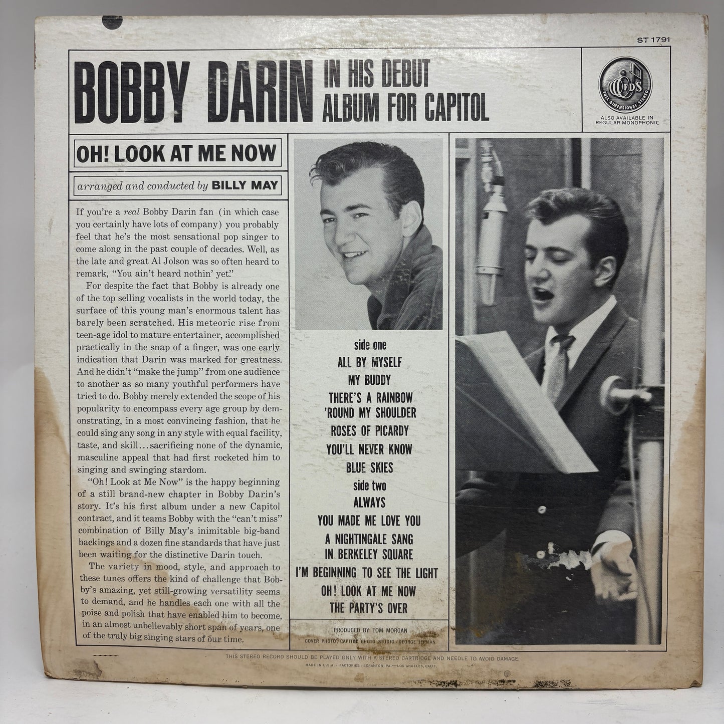 Bobby Darin : Oh! Look At Me Now (LP,Album,Stereo)
