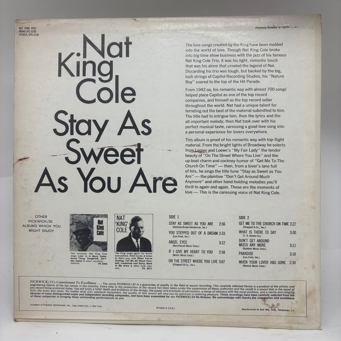 Nat King Cole : Stay As Sweet As You Are (LP,Album,Compilation,Reissue)