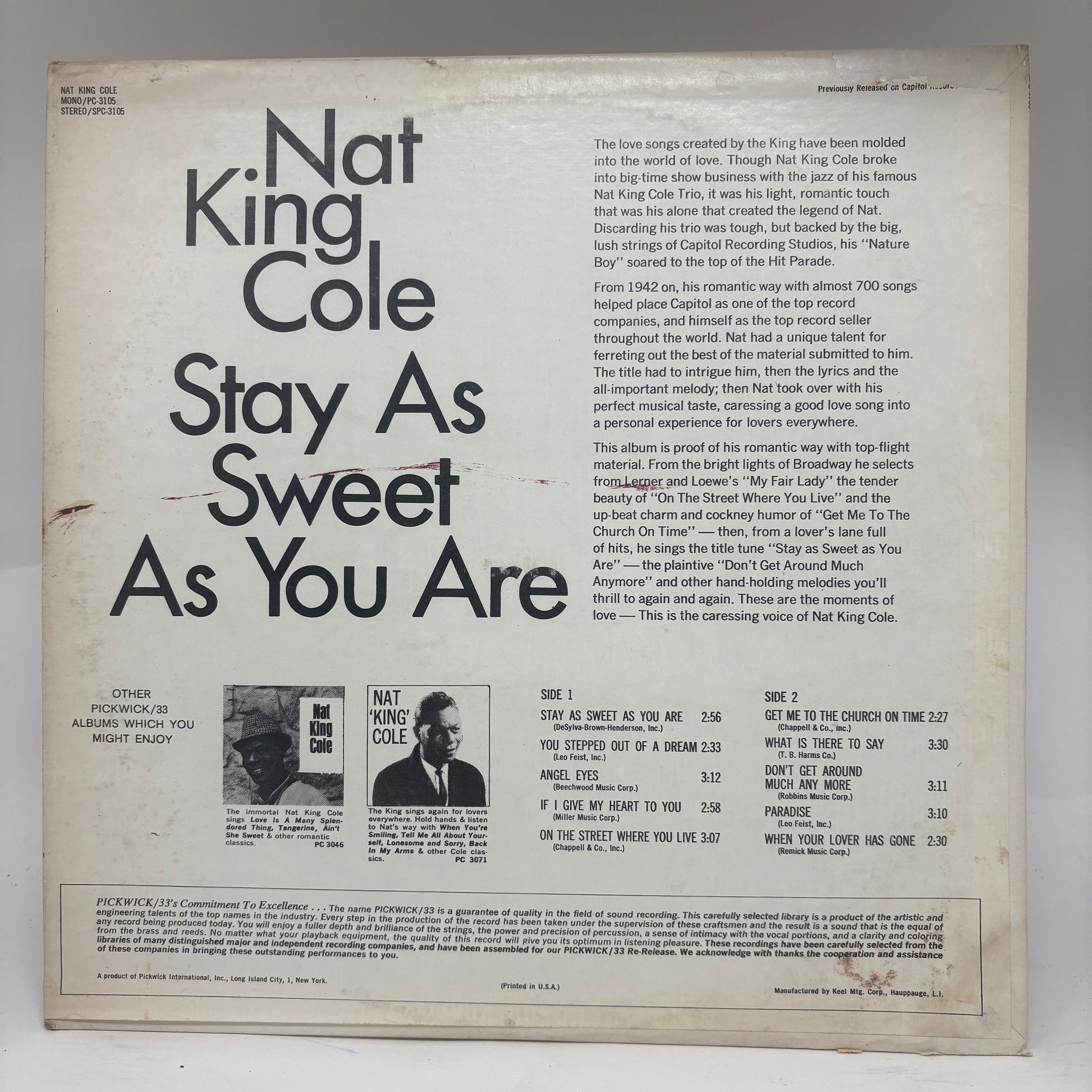 Nat King Cole : Stay As Sweet As You Are (LP,Album,Compilation,Reissue)