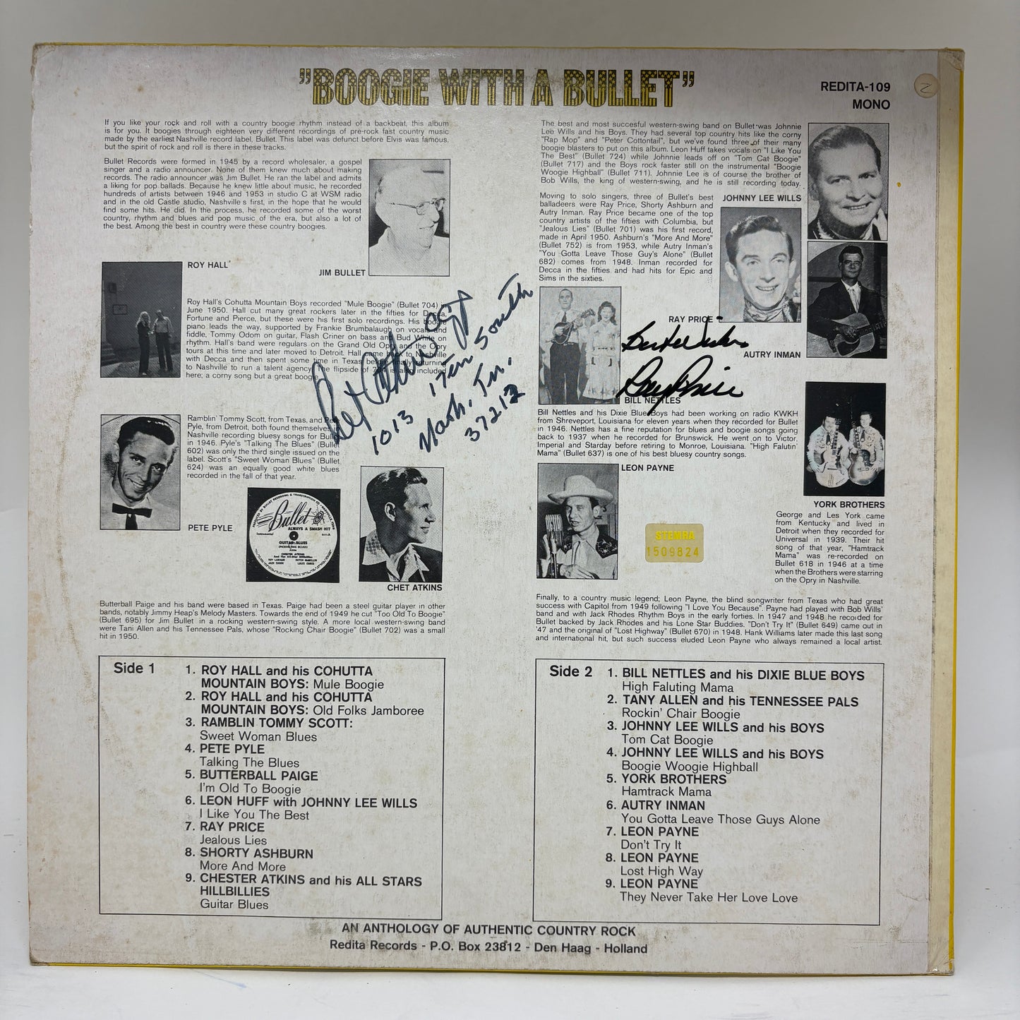 Various : Nashville Country Rock: Boogie With A Bullet (LP,Compilation,Mono)