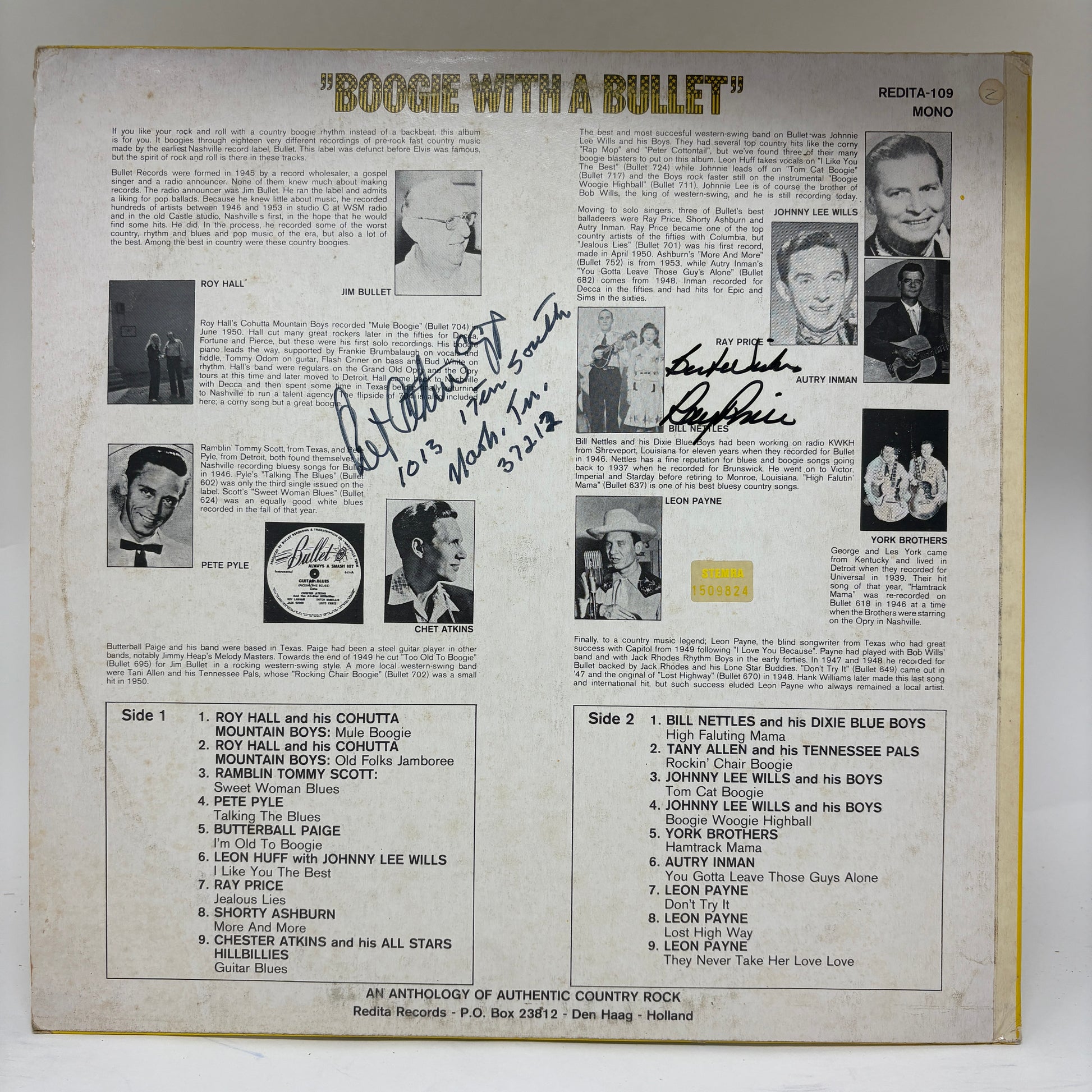 Various : Nashville Country Rock: Boogie With A Bullet (LP,Compilation,Mono)