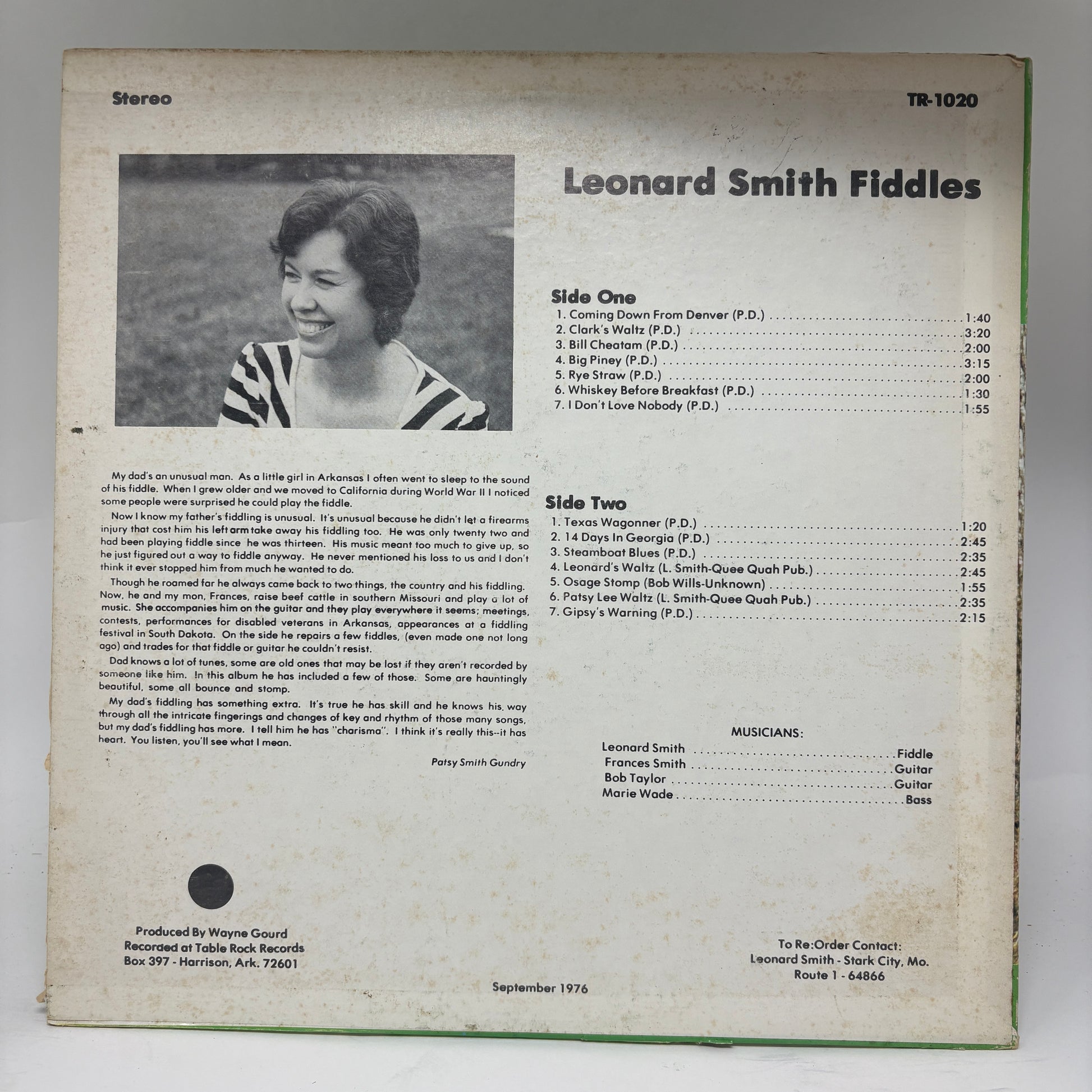 Leonard Smith (5) : Fiddle Tunes By Leonard Smith The One-Armed Fiddler (LP)