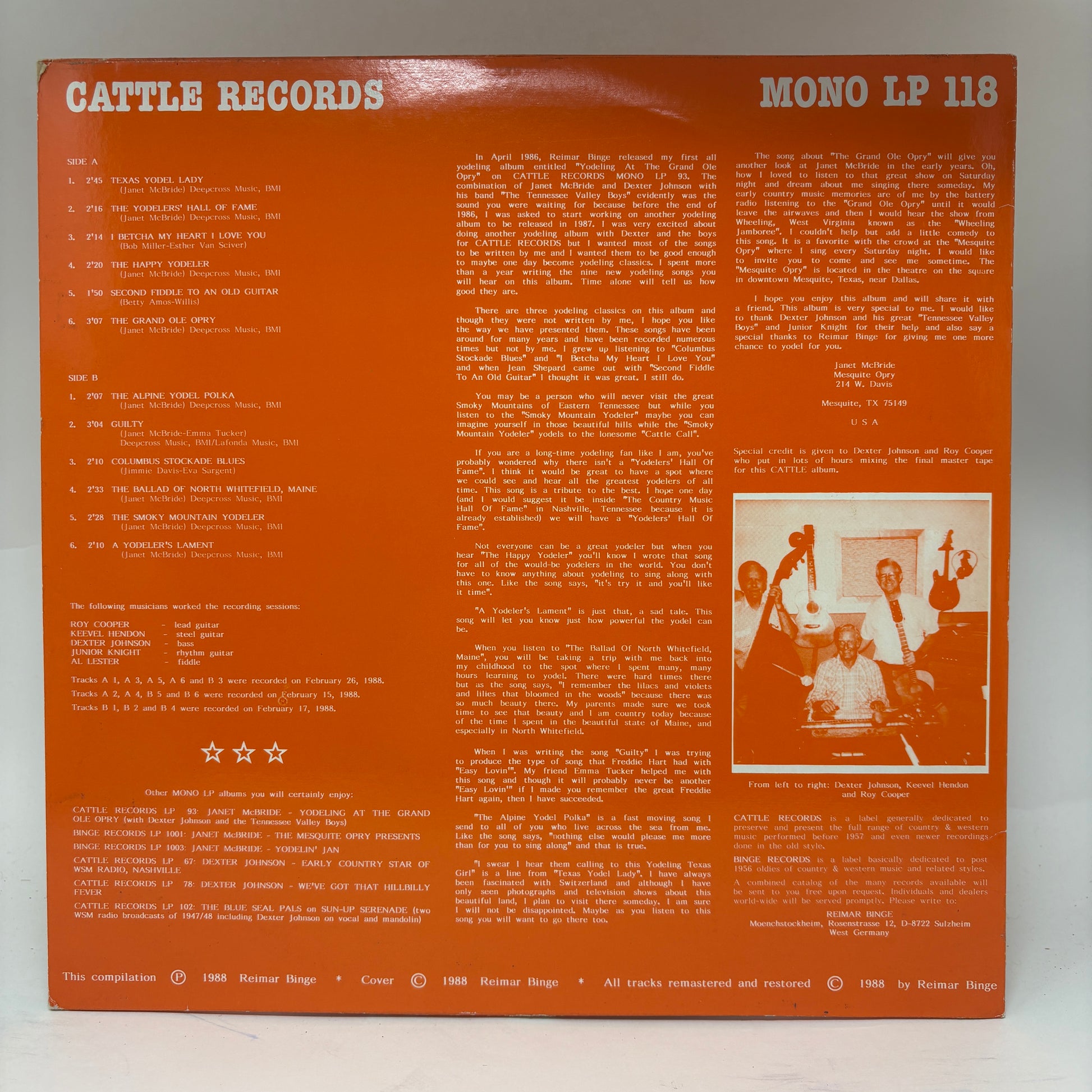 Janet McBride : The Texas Yodel Lady (LP,Compilation,Mono)