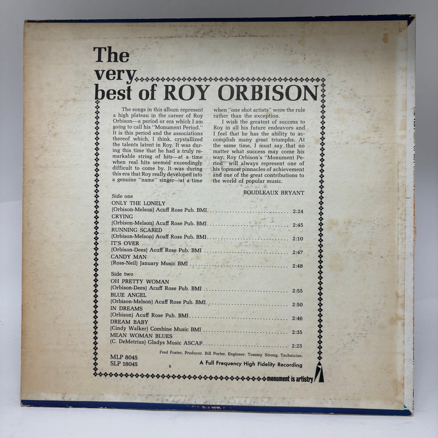 Roy Orbison : The Very Best Of Roy Orbison (LP,Compilation,Mono)