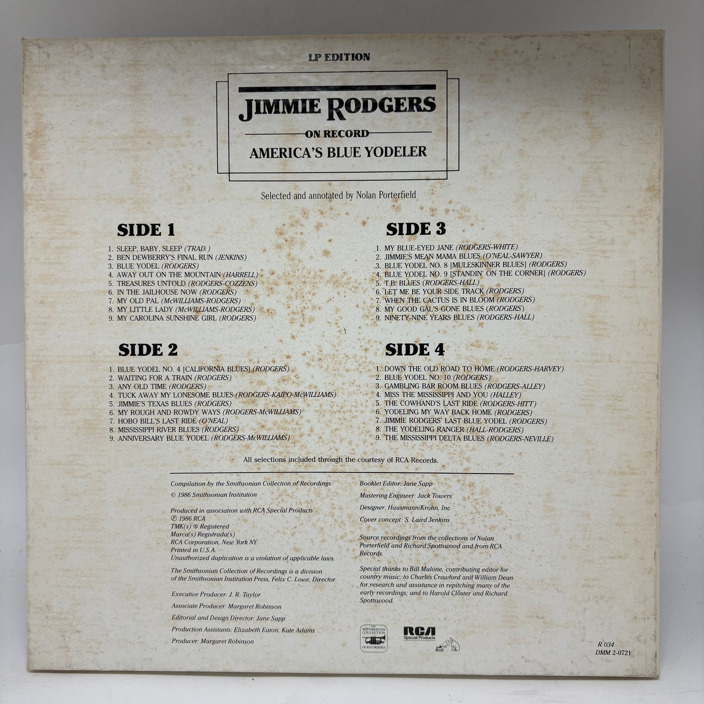 Jimmie Rodgers : On Record: America's Blue Yodeler (LP,Compilation)