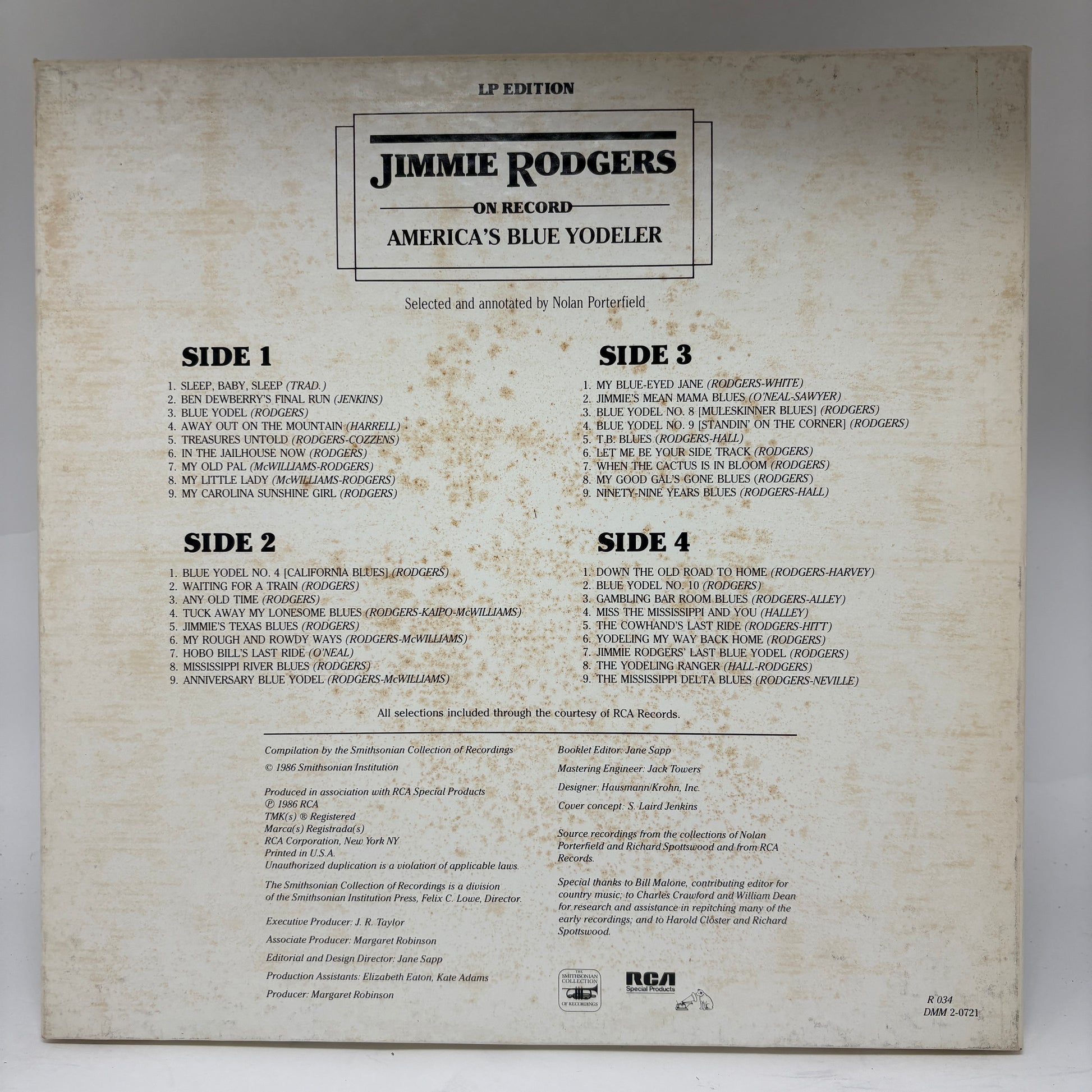 Jimmie Rodgers : On Record: America's Blue Yodeler (LP,Compilation)