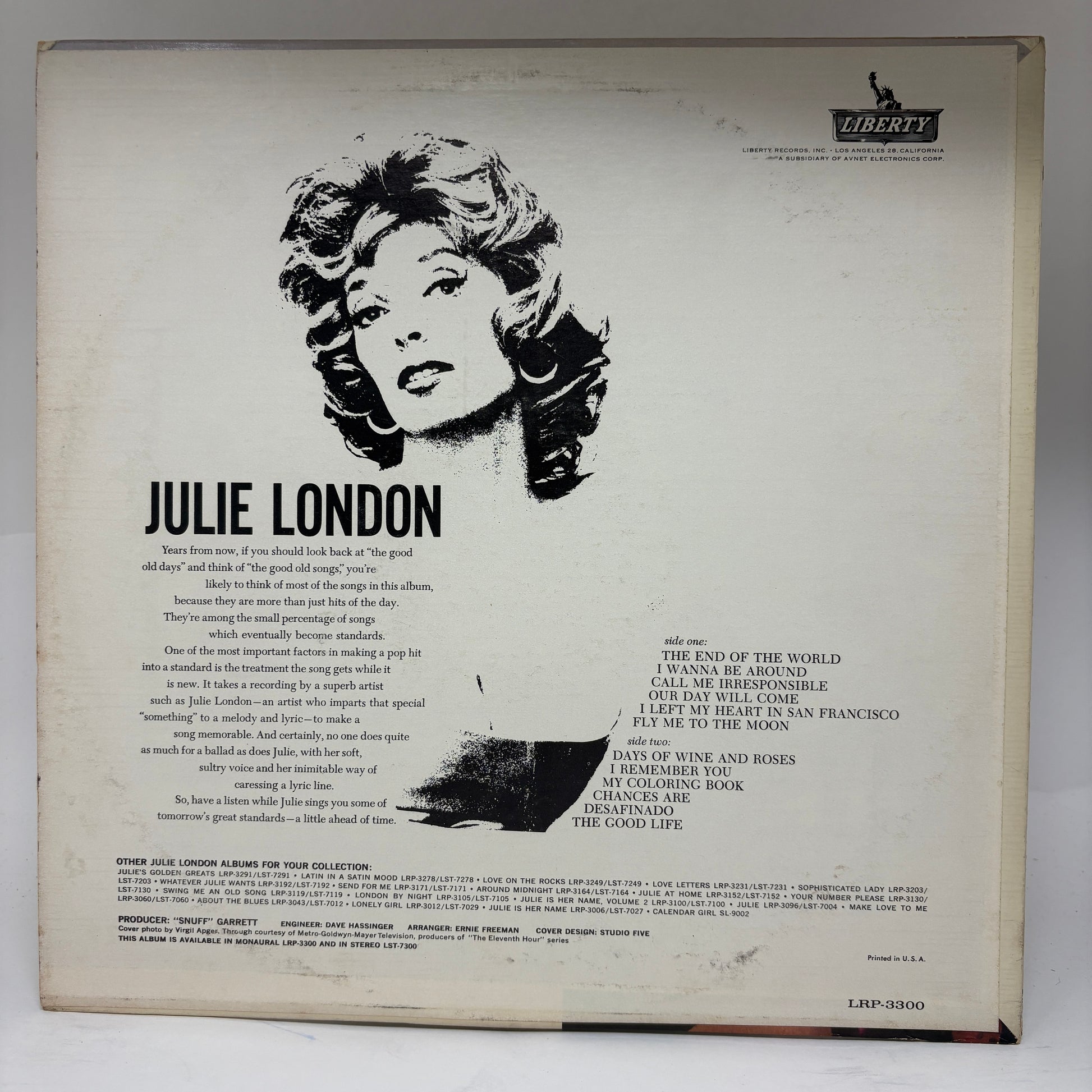 Julie London : The End Of The World (LP,Album,Mono)
