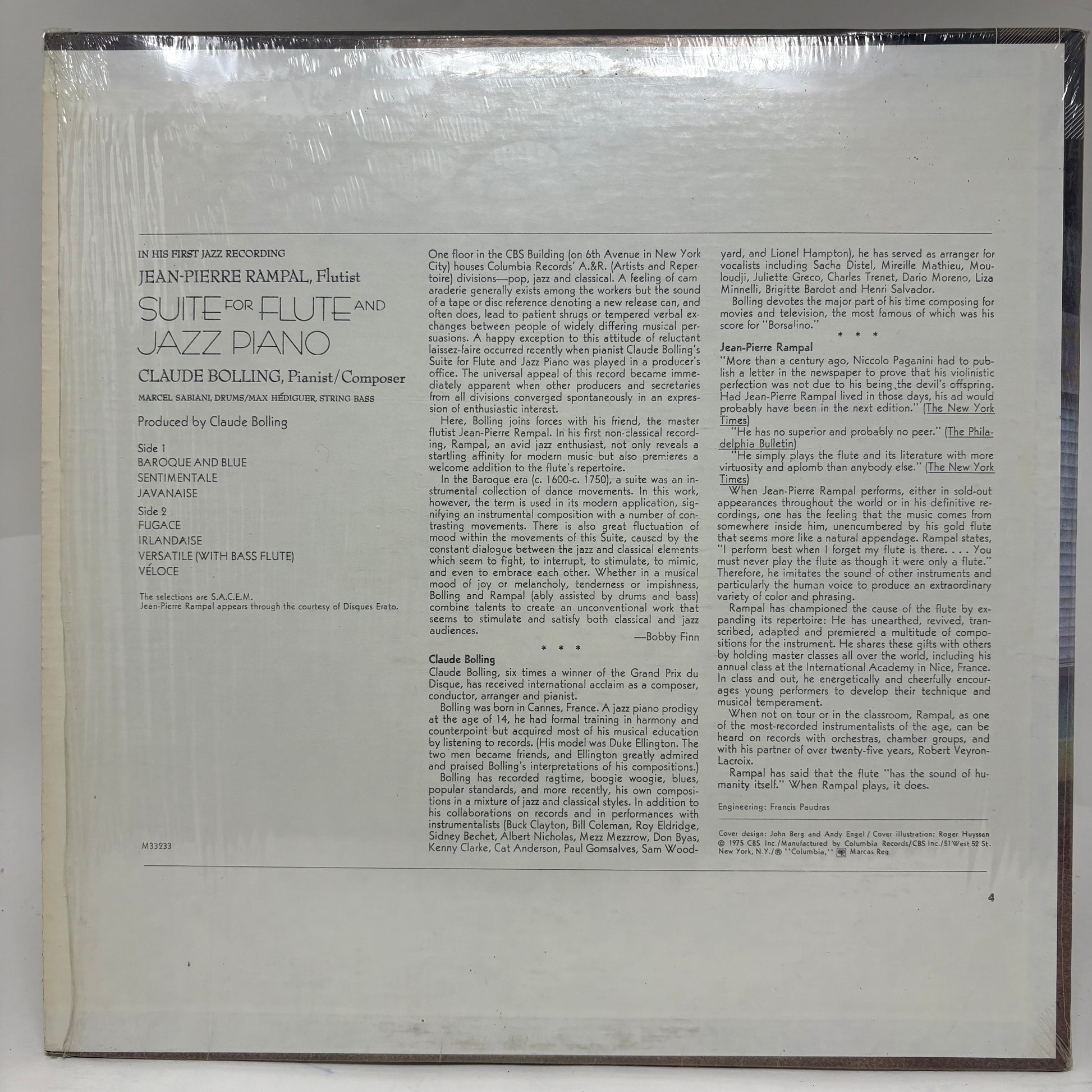 Jean-Pierre Rampal / Claude Bolling : Suite For Flute And Jazz Piano (LP,Album)