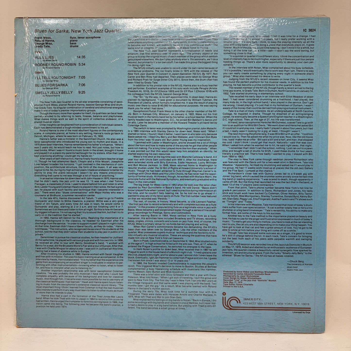 New York Jazz Quartet : Blues For Sarka (LP,Album)