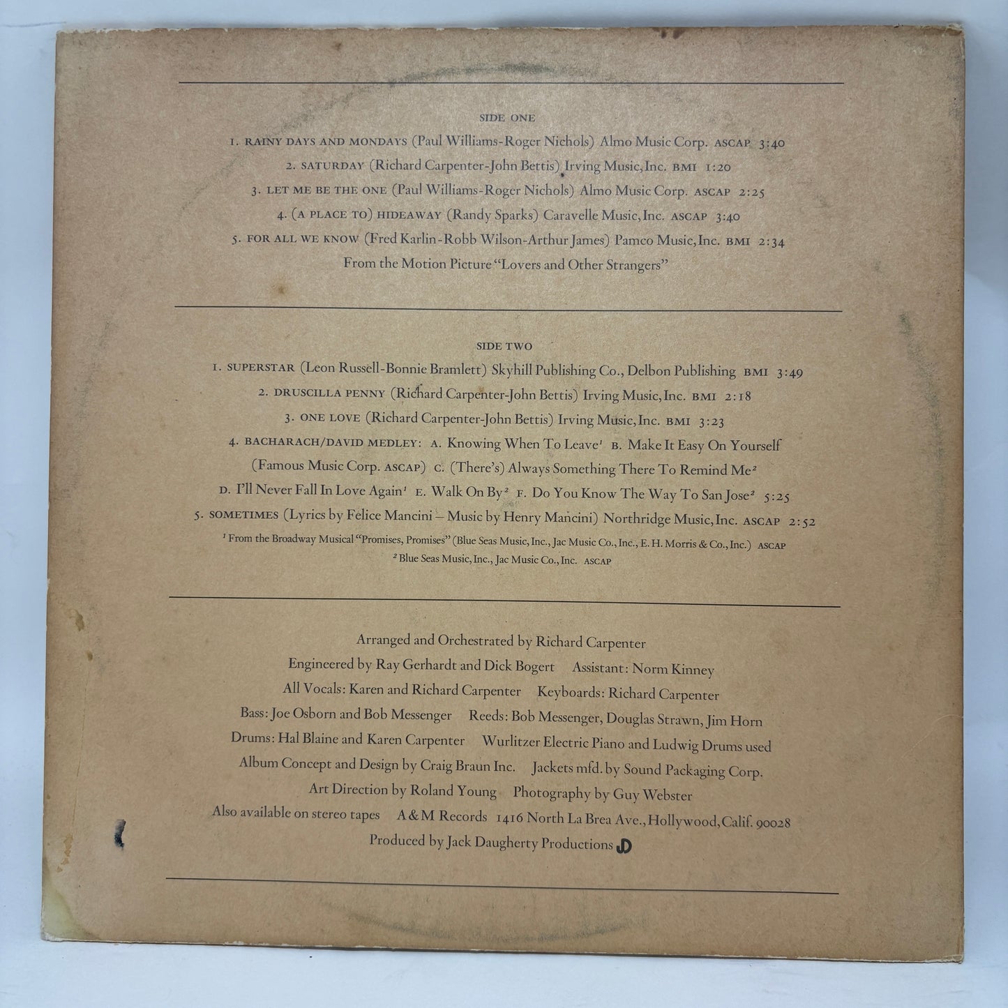 Carpenters : Carpenters (LP,Album,Stereo)