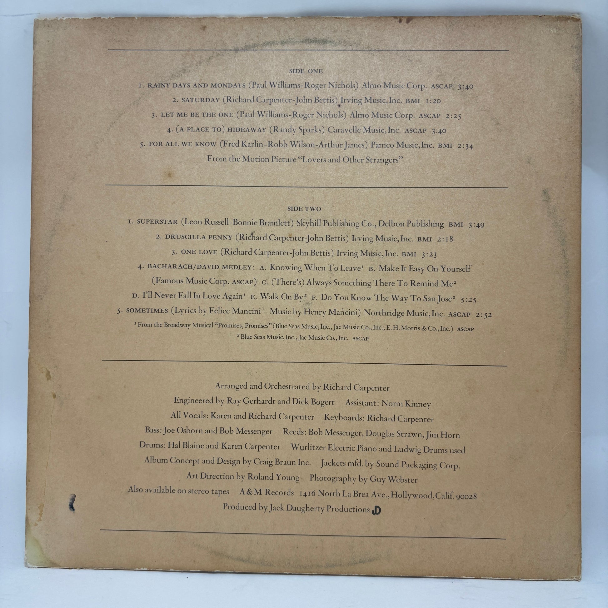 Carpenters : Carpenters (LP,Album,Stereo)