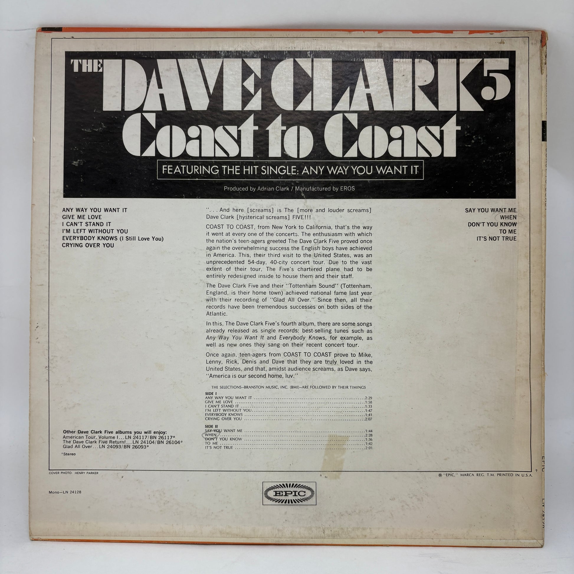 The Dave Clark Five : Coast To Coast (LP,Album,Mono)